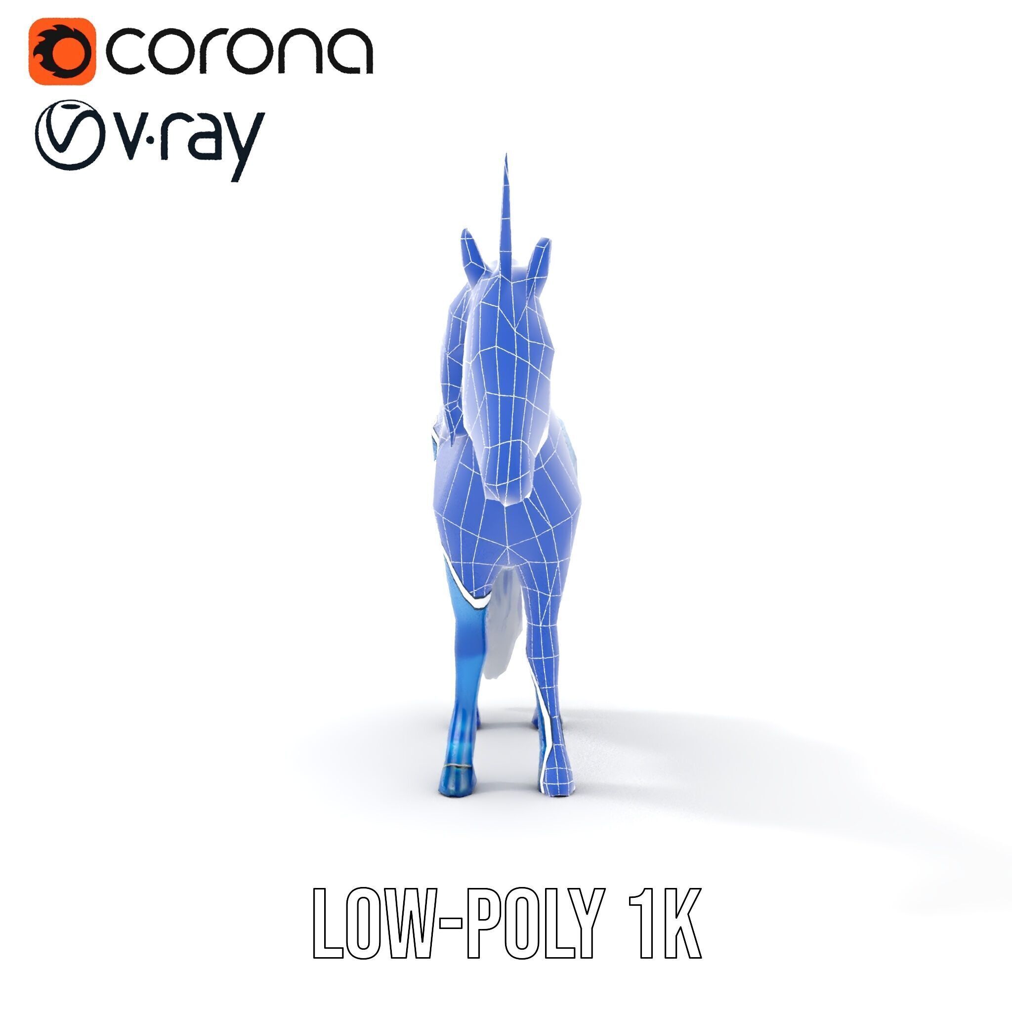 Mystical Blue Unicorn Model Pack for Fantasy Worlds Low-poly 3D model_31