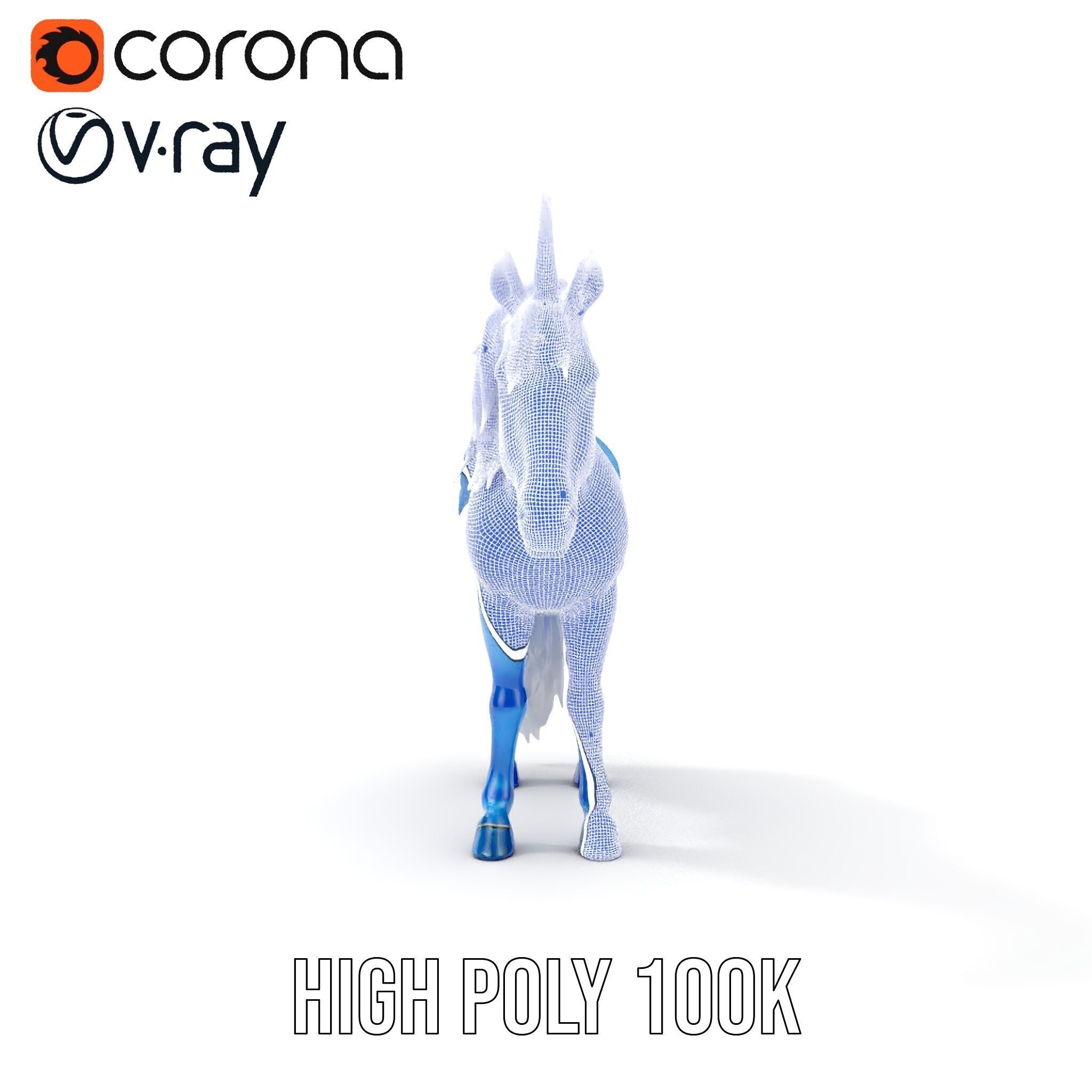Mystical Blue Unicorn Model Pack for Fantasy Worlds Low-poly 3D model_32