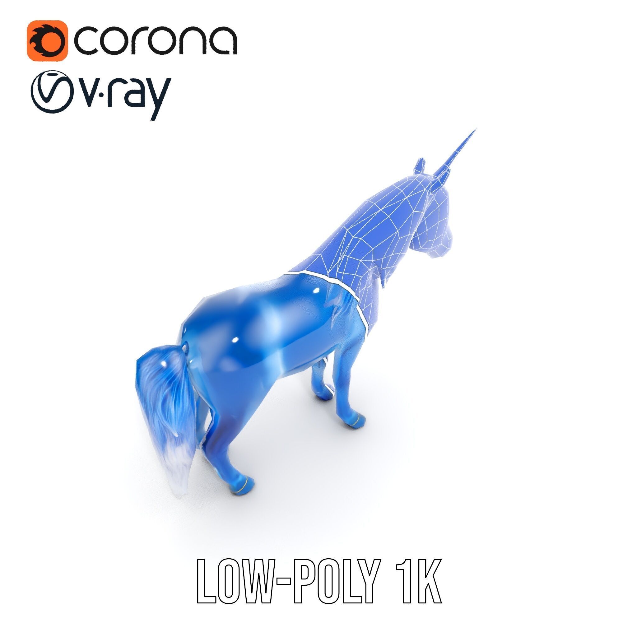 Mystical Blue Unicorn Model Pack for Fantasy Worlds Low-poly 3D model_25