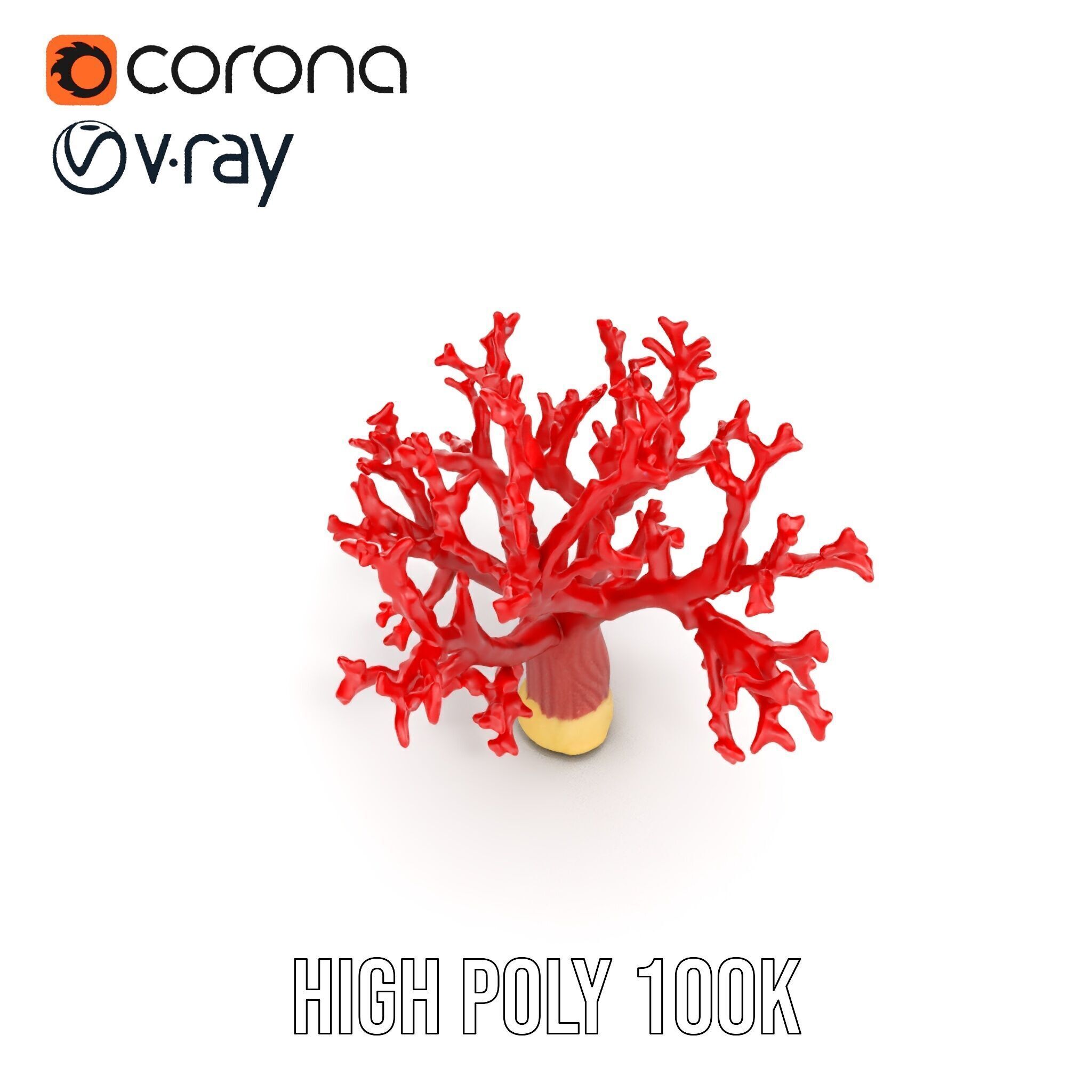 Vibrant Red Coral Reef Model Pack Low-poly 3D model_25