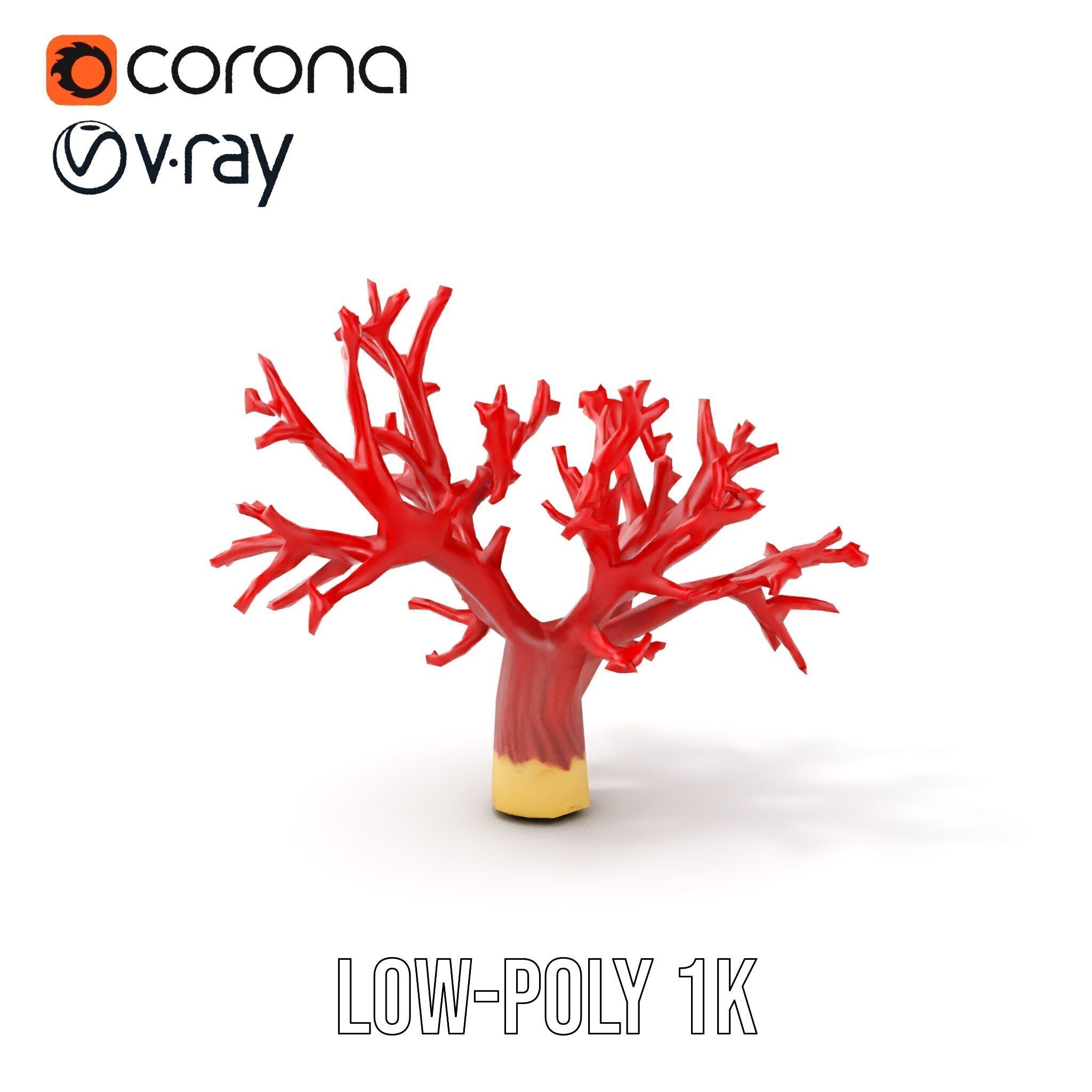 Vibrant Red Coral Reef Model Pack Low-poly 3D model_13