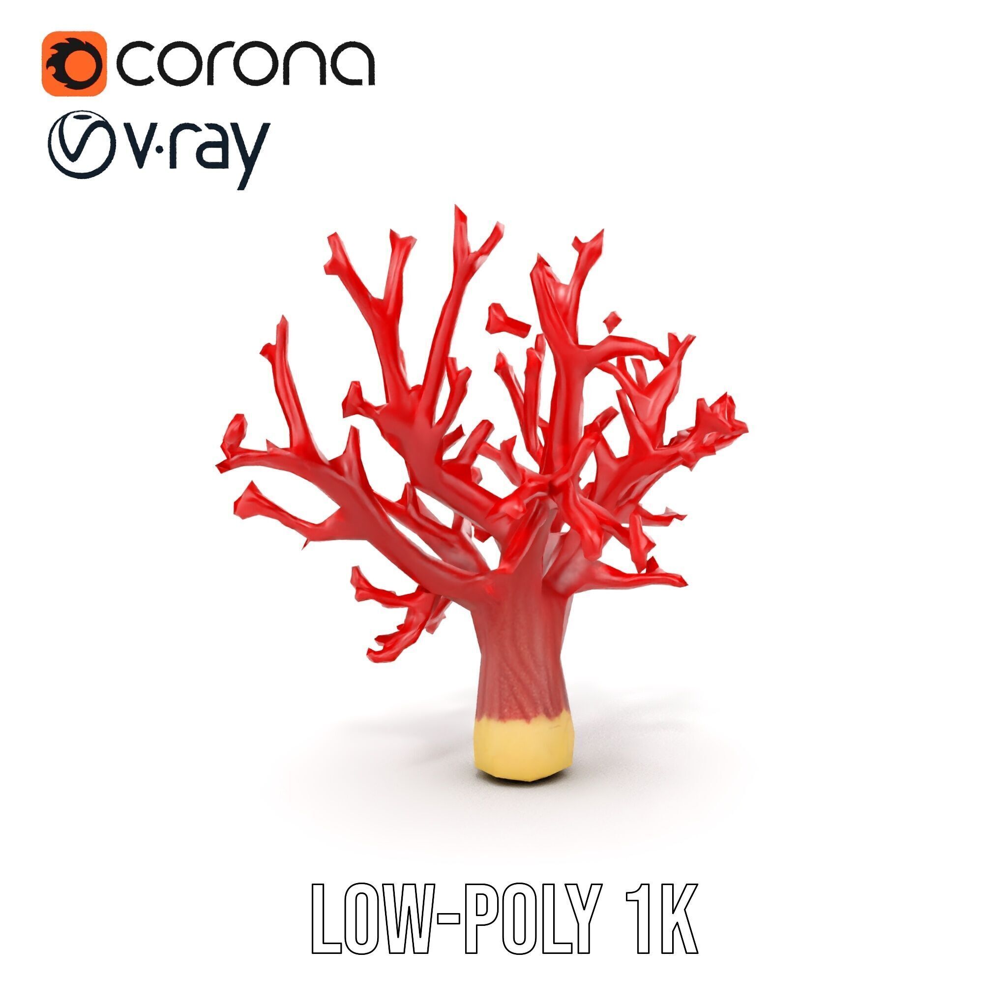 Vibrant Red Coral Reef Model Pack Low-poly 3D model_18