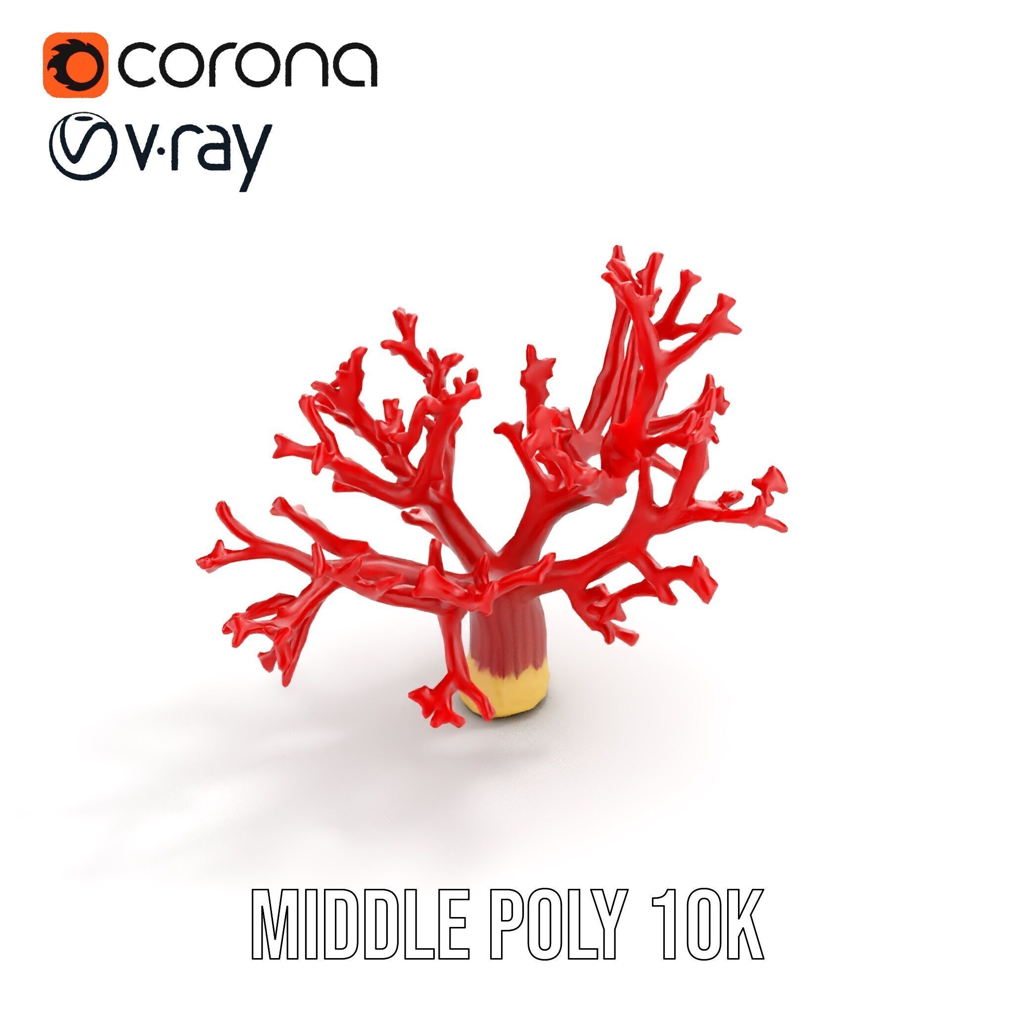 Vibrant Red Coral Reef Model Pack Low-poly 3D model_7