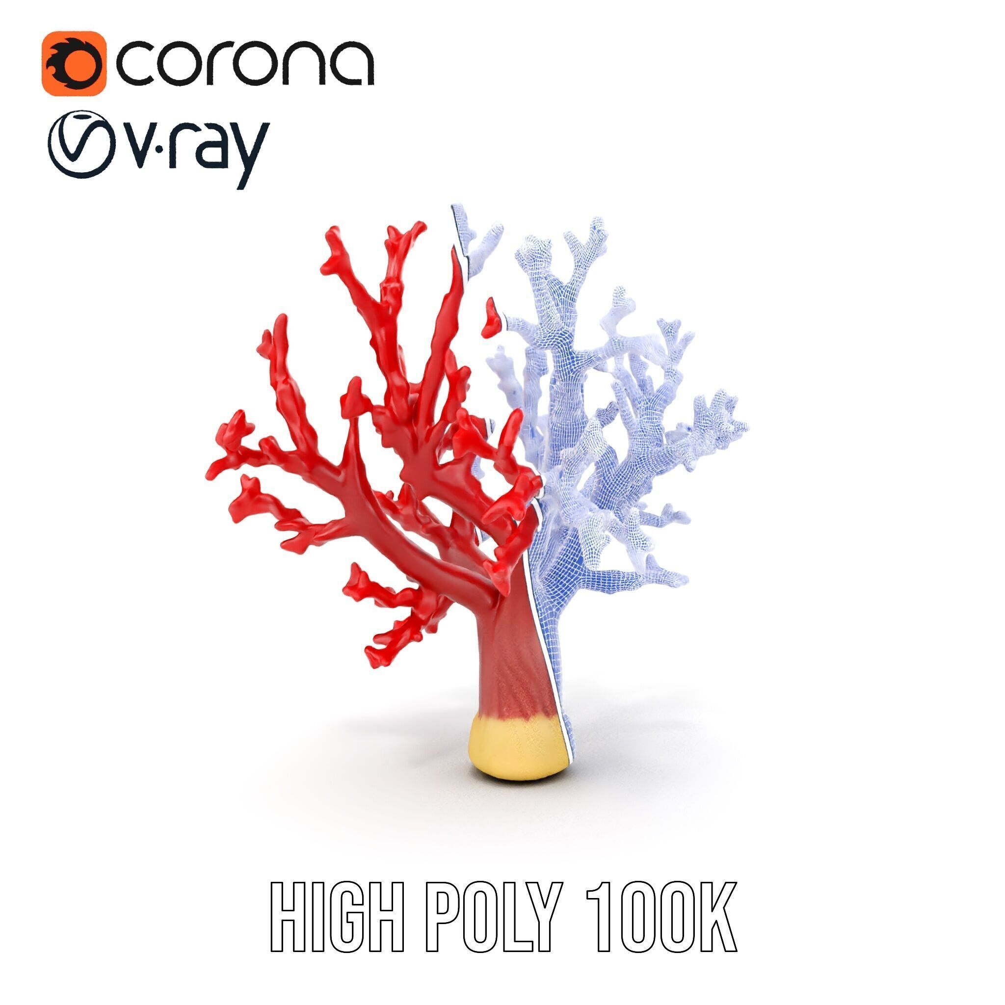 Vibrant Red Coral Reef Model Pack Low-poly 3D model_36
