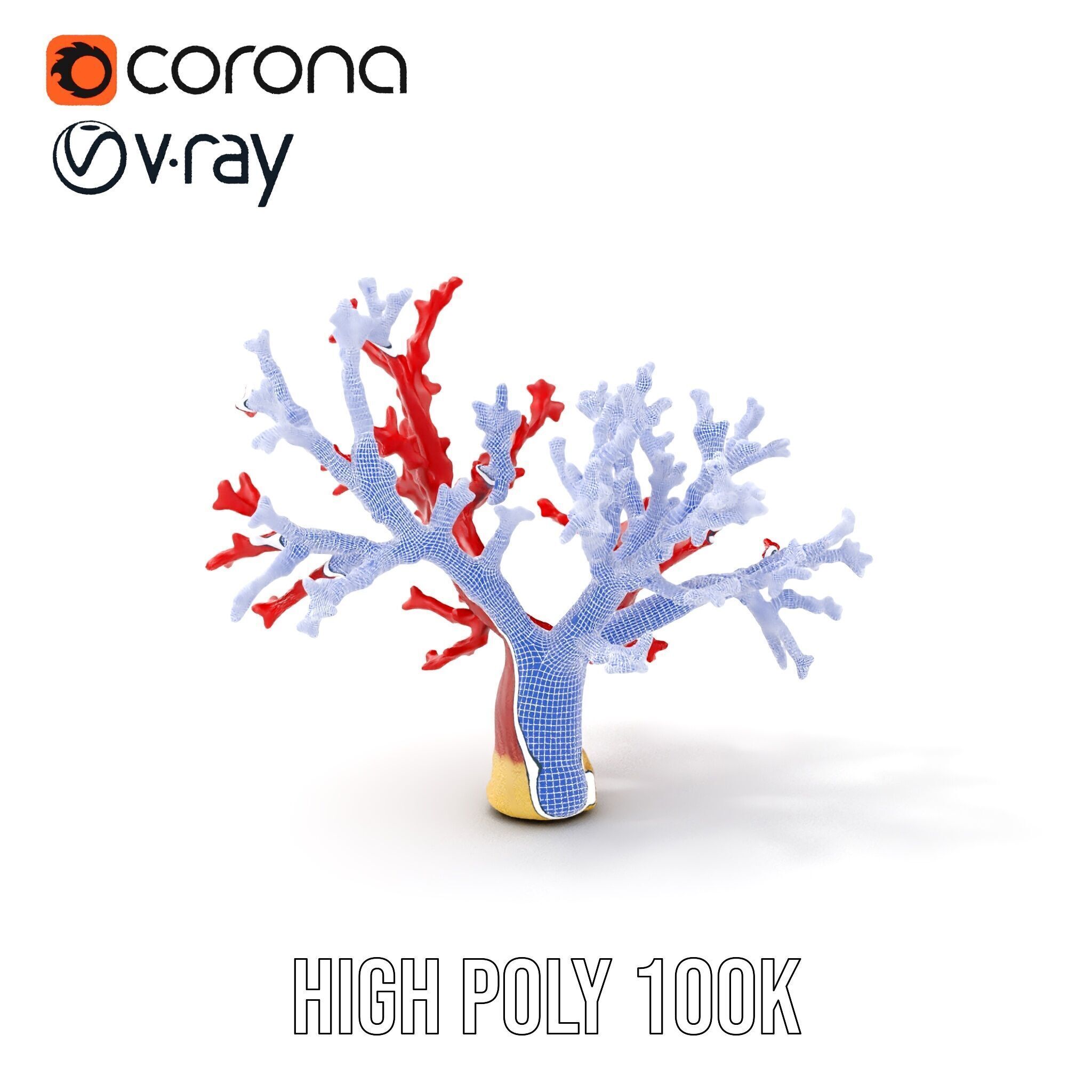 Vibrant Red Coral Reef Model Pack Low-poly 3D model_5