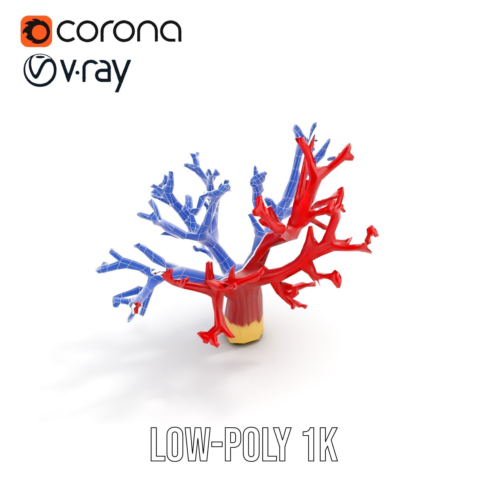 Vibrant Red Coral Reef Model Pack Low-poly 3D model_10