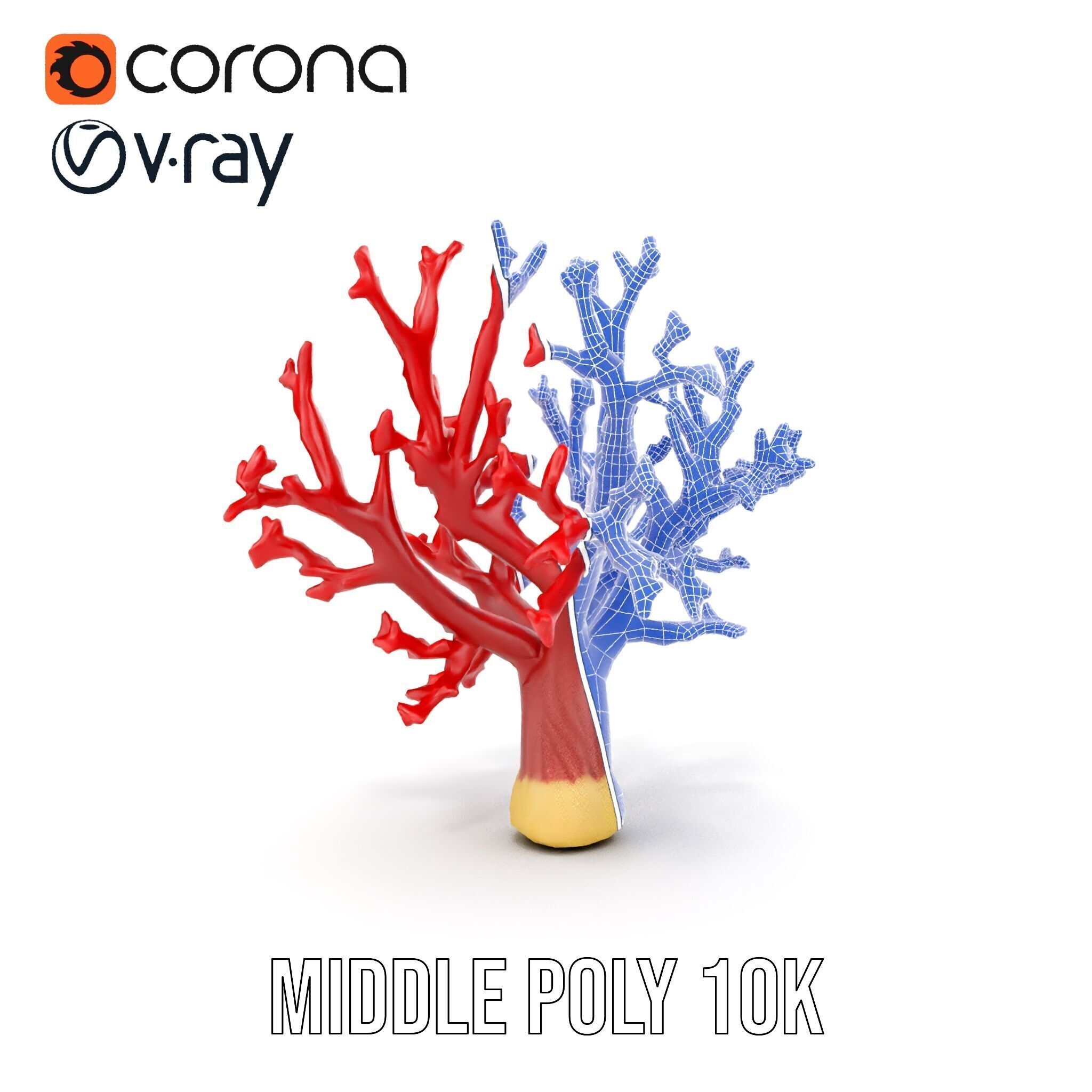 Vibrant Red Coral Reef Model Pack Low-poly 3D model_32