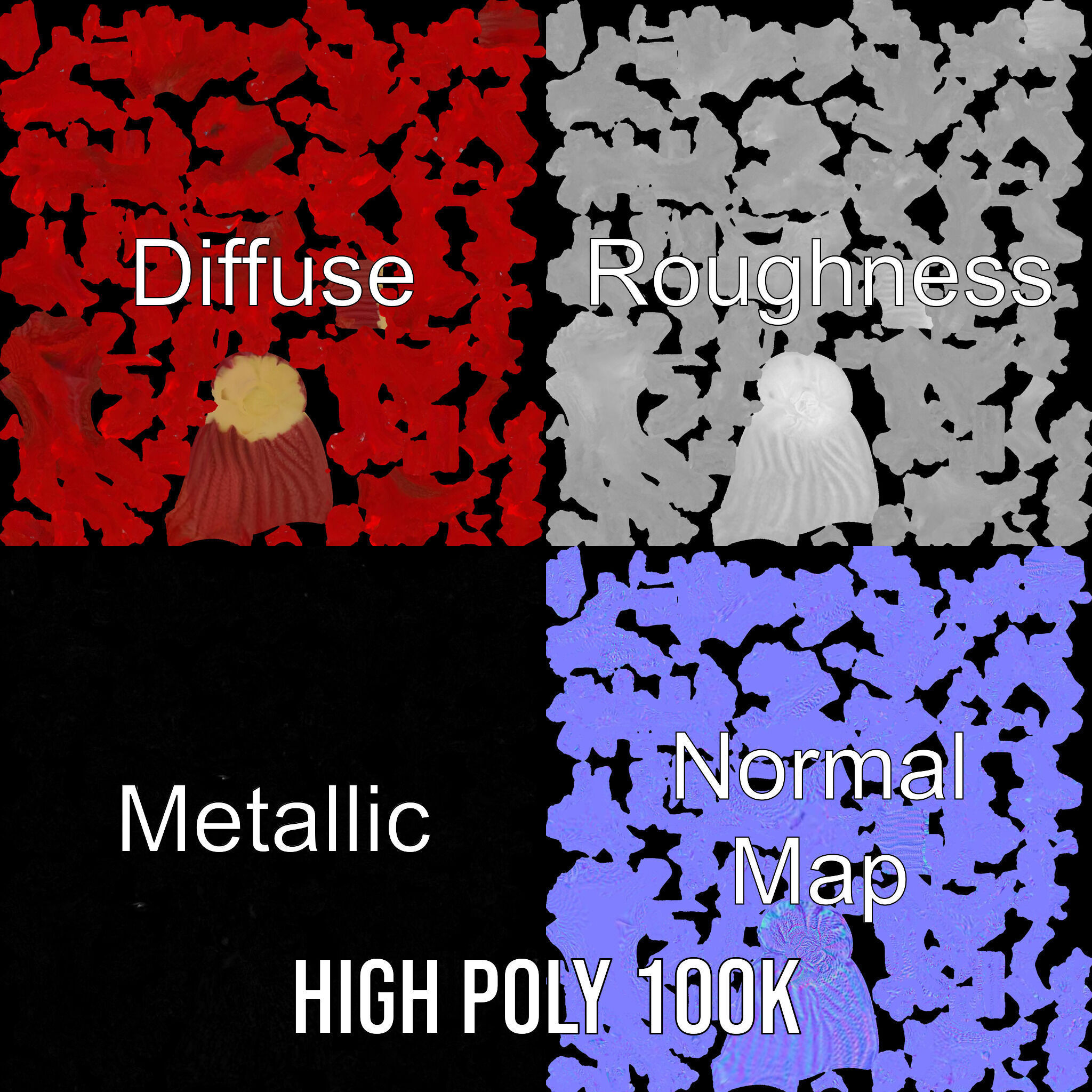 Vibrant Red Coral Reef Model Pack Low-poly 3D model_4