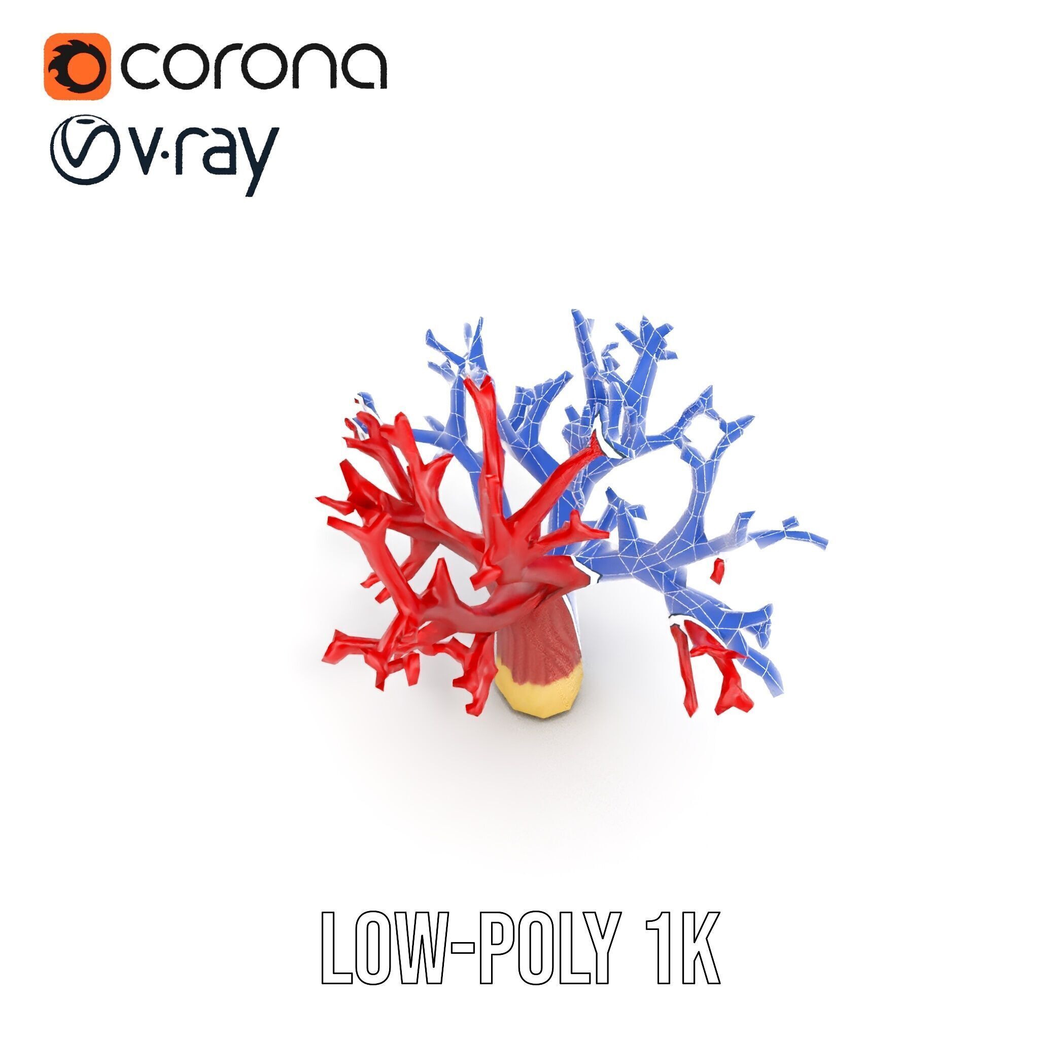 Vibrant Red Coral Reef Model Pack Low-poly 3D model_27