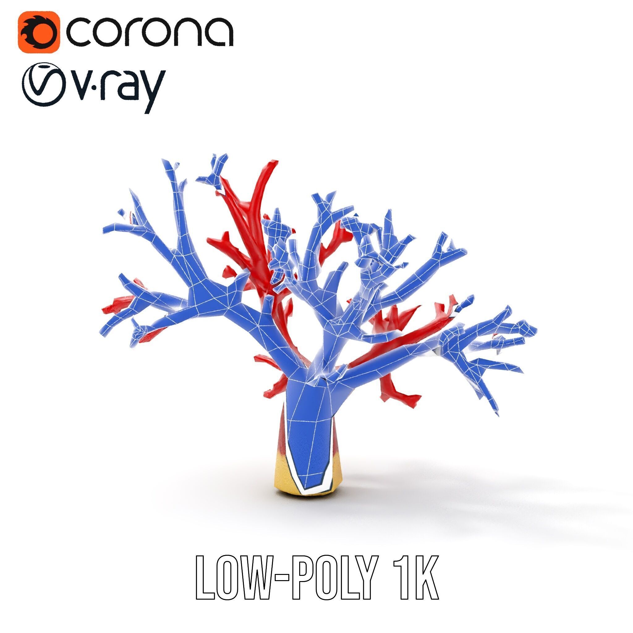 Vibrant Red Coral Reef Model Pack Low-poly 3D model_30