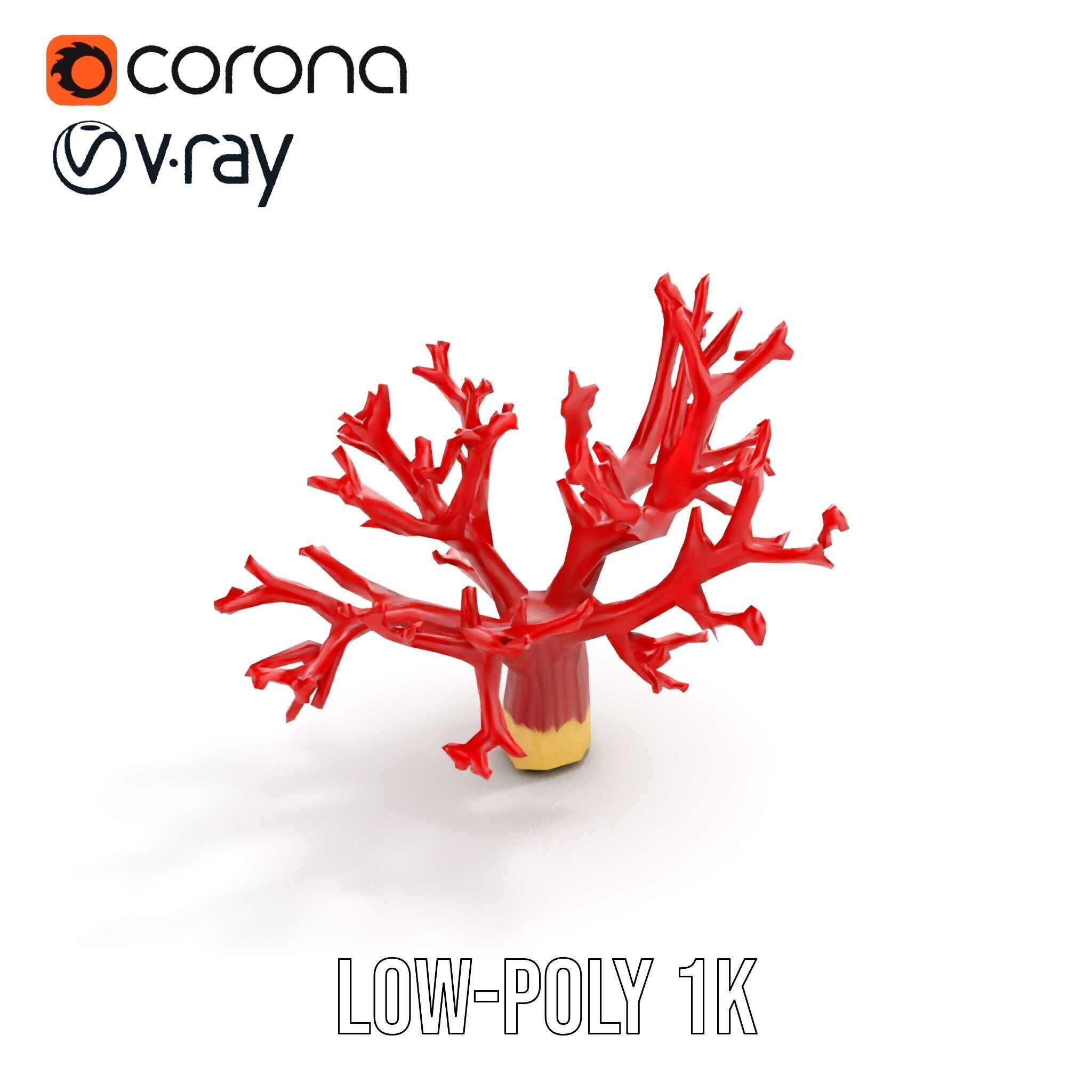 Vibrant Red Coral Reef Model Pack Low-poly 3D model_21