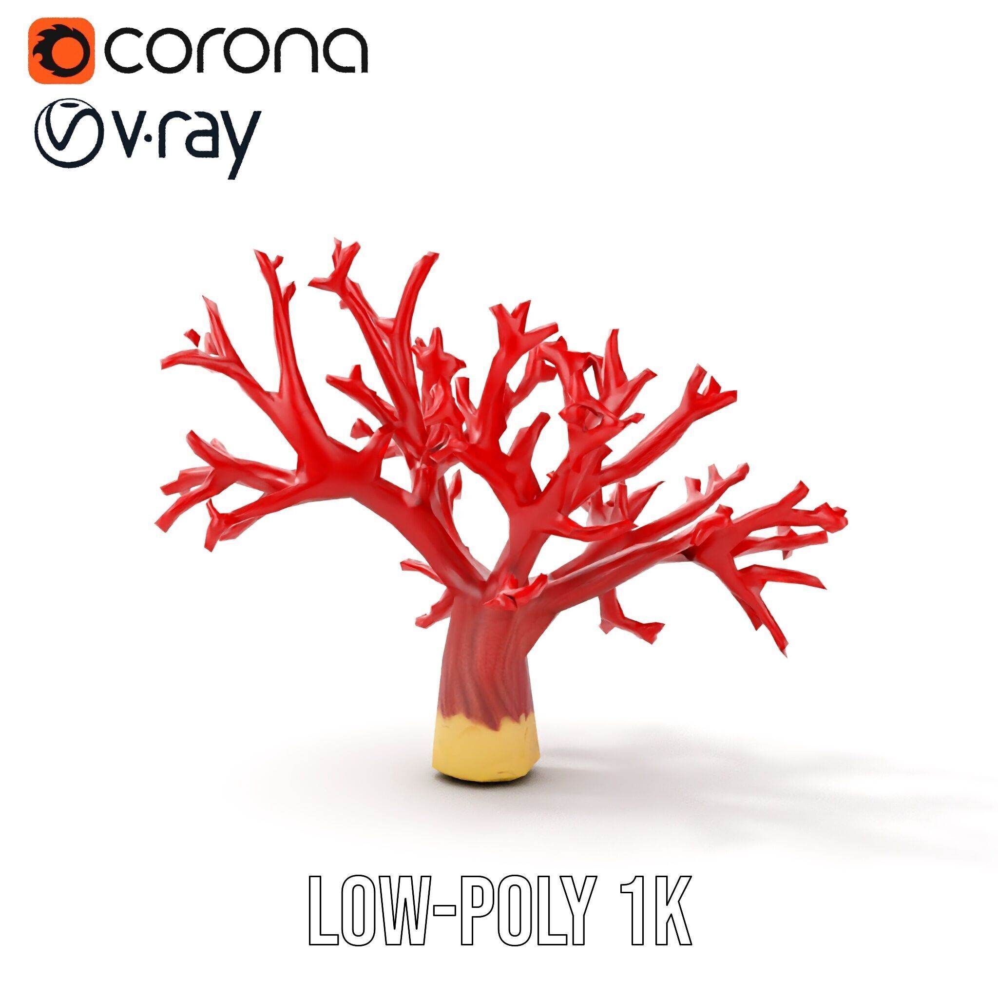 Vibrant Red Coral Reef Model Pack Low-poly 3D model_8