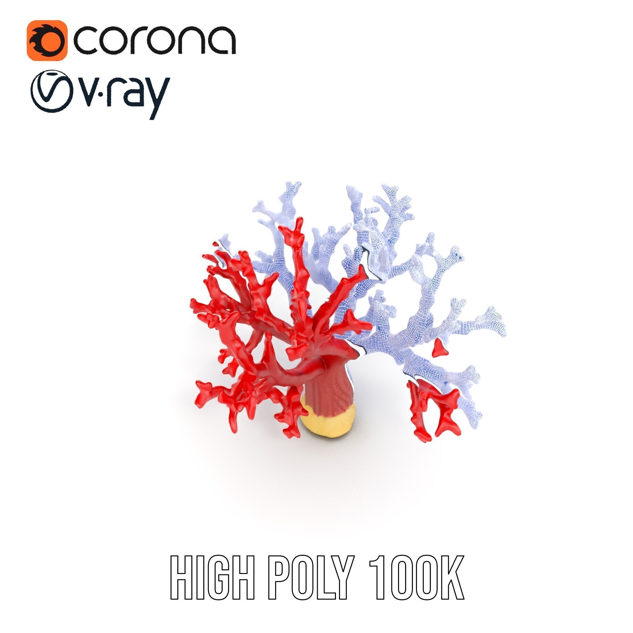 Vibrant Red Coral Reef Model Pack Low-poly 3D model_16