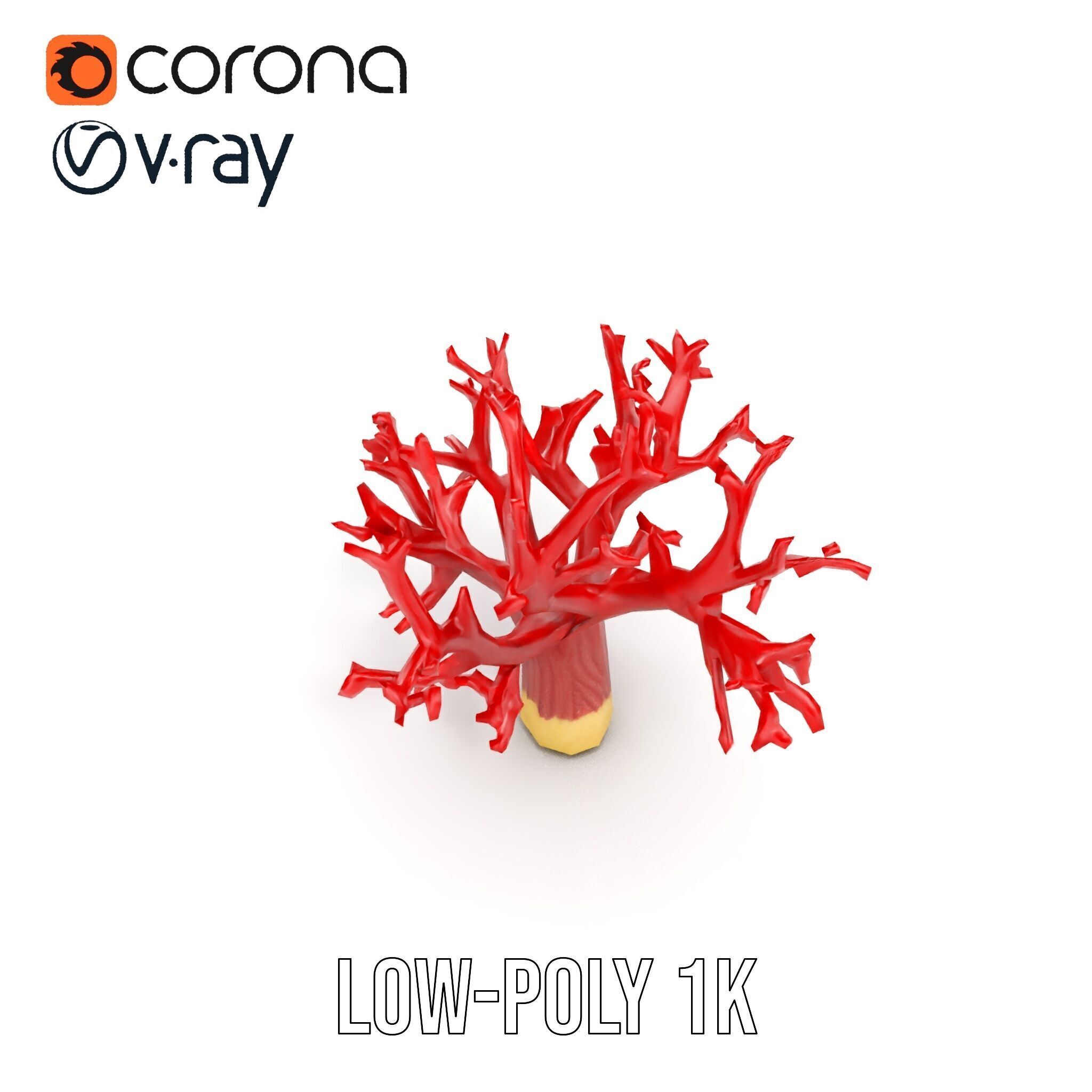 Vibrant Red Coral Reef Model Pack Low-poly 3D model_24