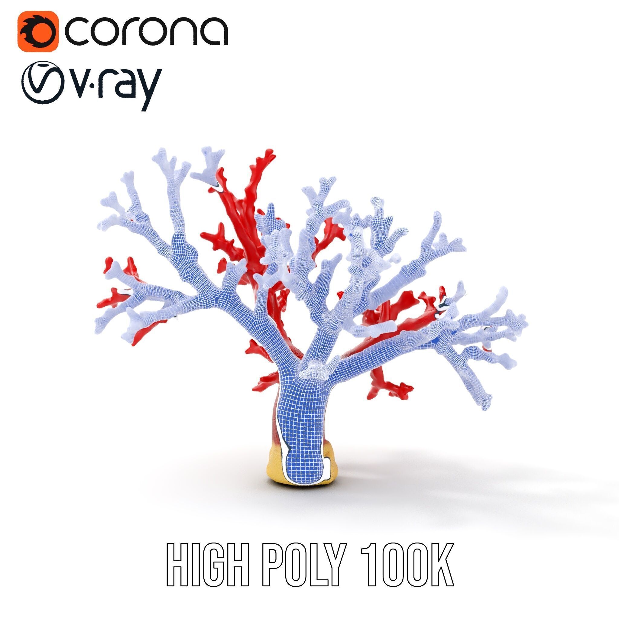 Vibrant Red Coral Reef Model Pack Low-poly 3D model_28