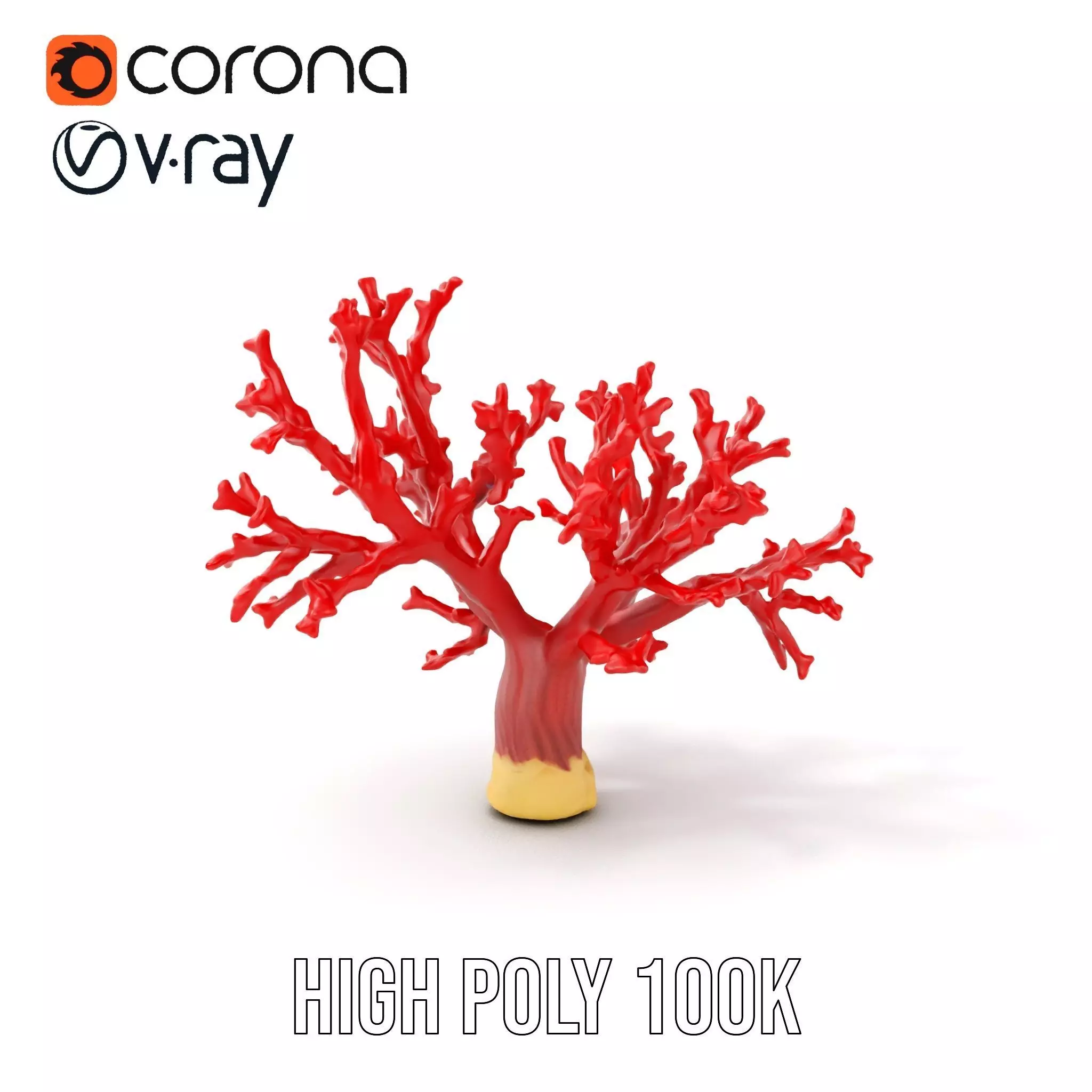 Vibrant Red Coral Reef Model Pack Low-poly 3D model_0