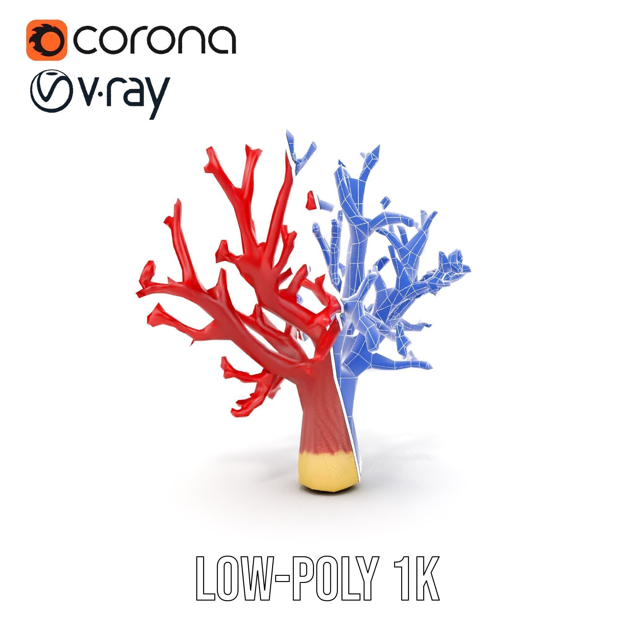 Vibrant Red Coral Reef Model Pack Low-poly 3D model_33