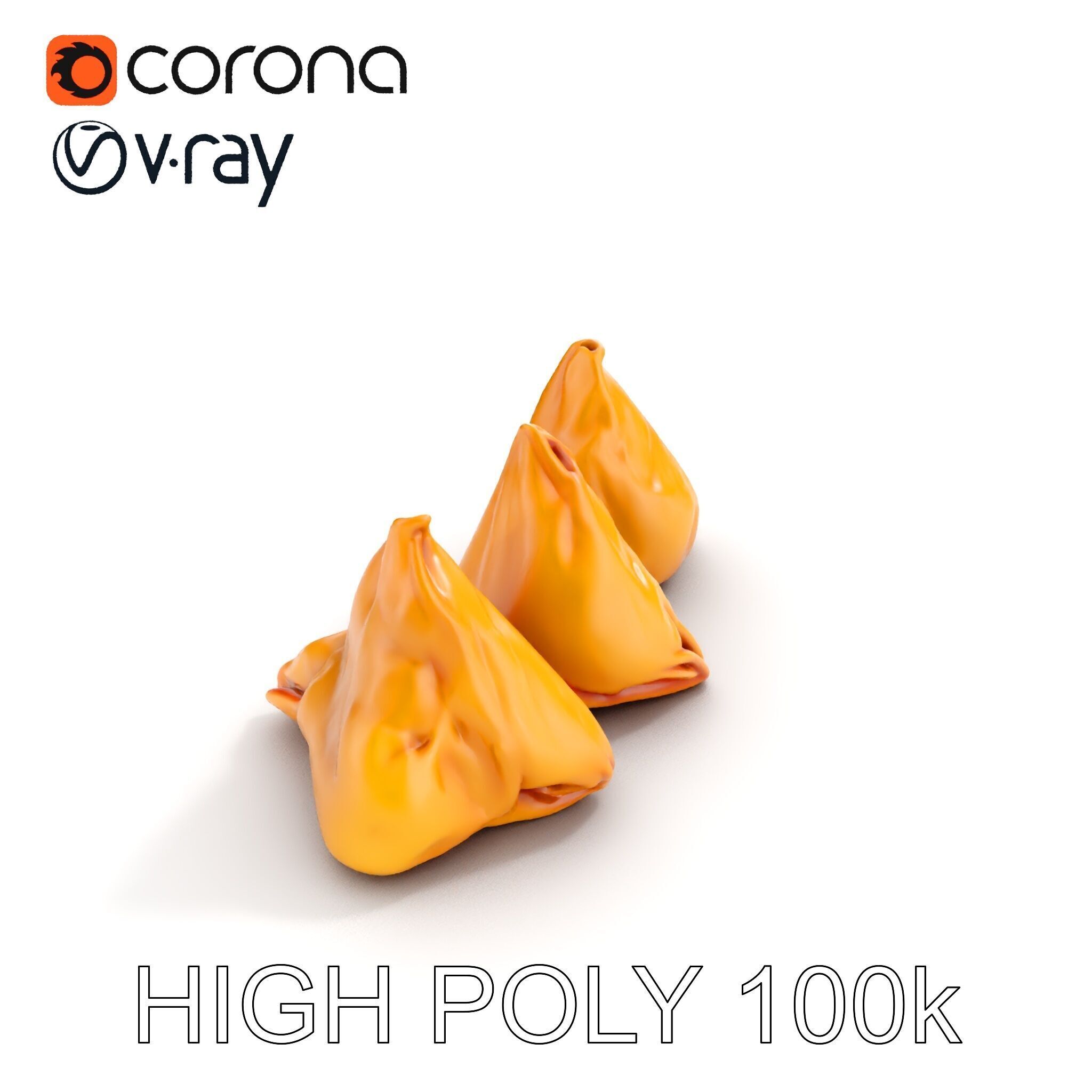 Samosa D Food Model Pack Low-poly 3D model_16