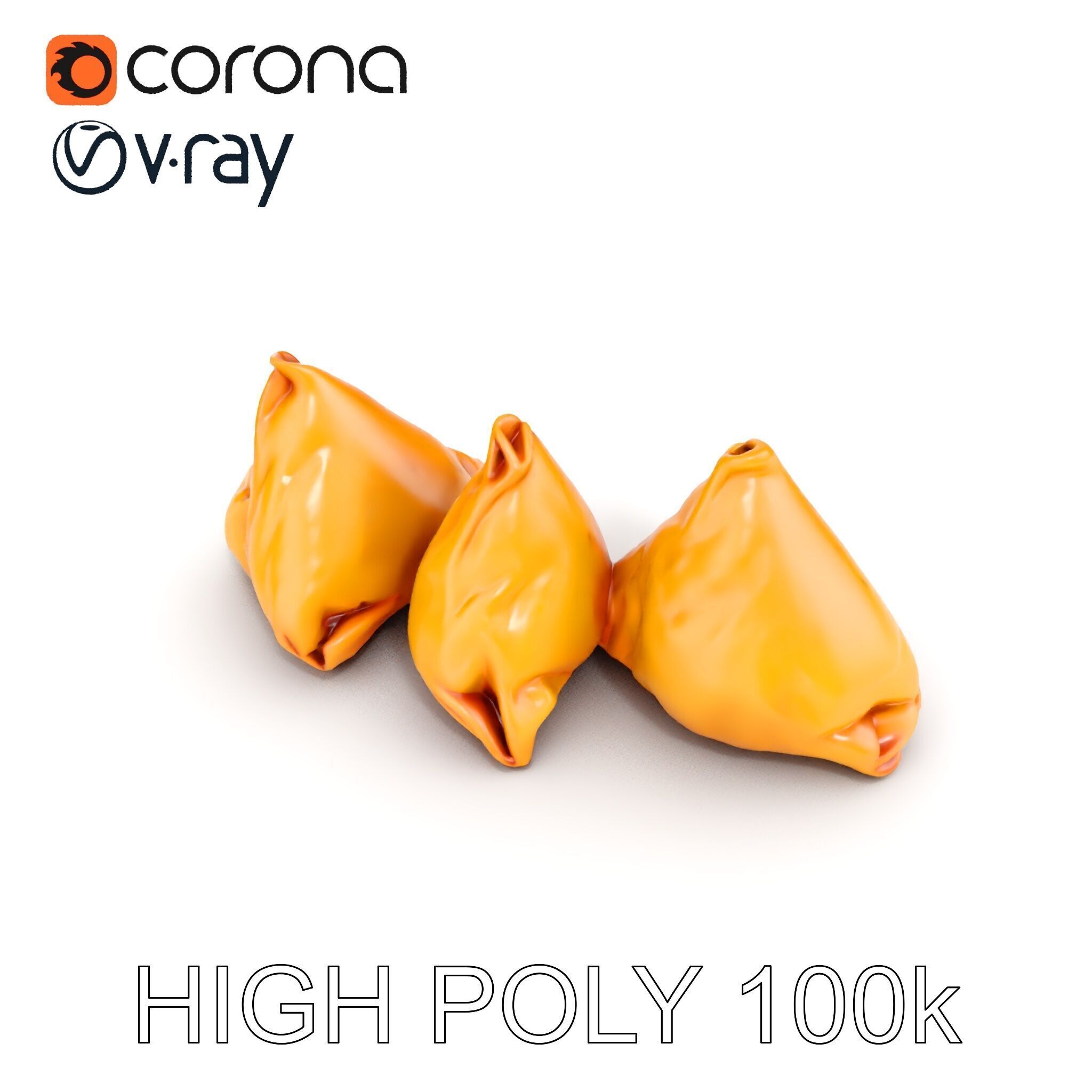 Samosa D Food Model Pack Low-poly 3D model_14