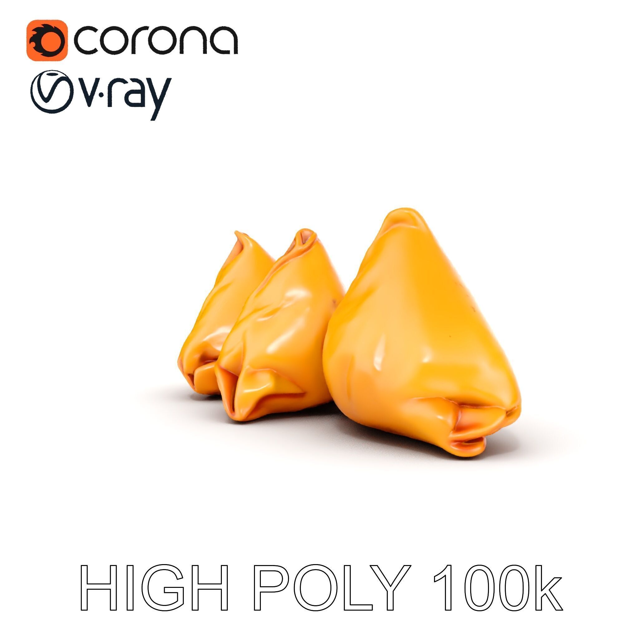 Samosa D Food Model Pack Low-poly 3D model_15