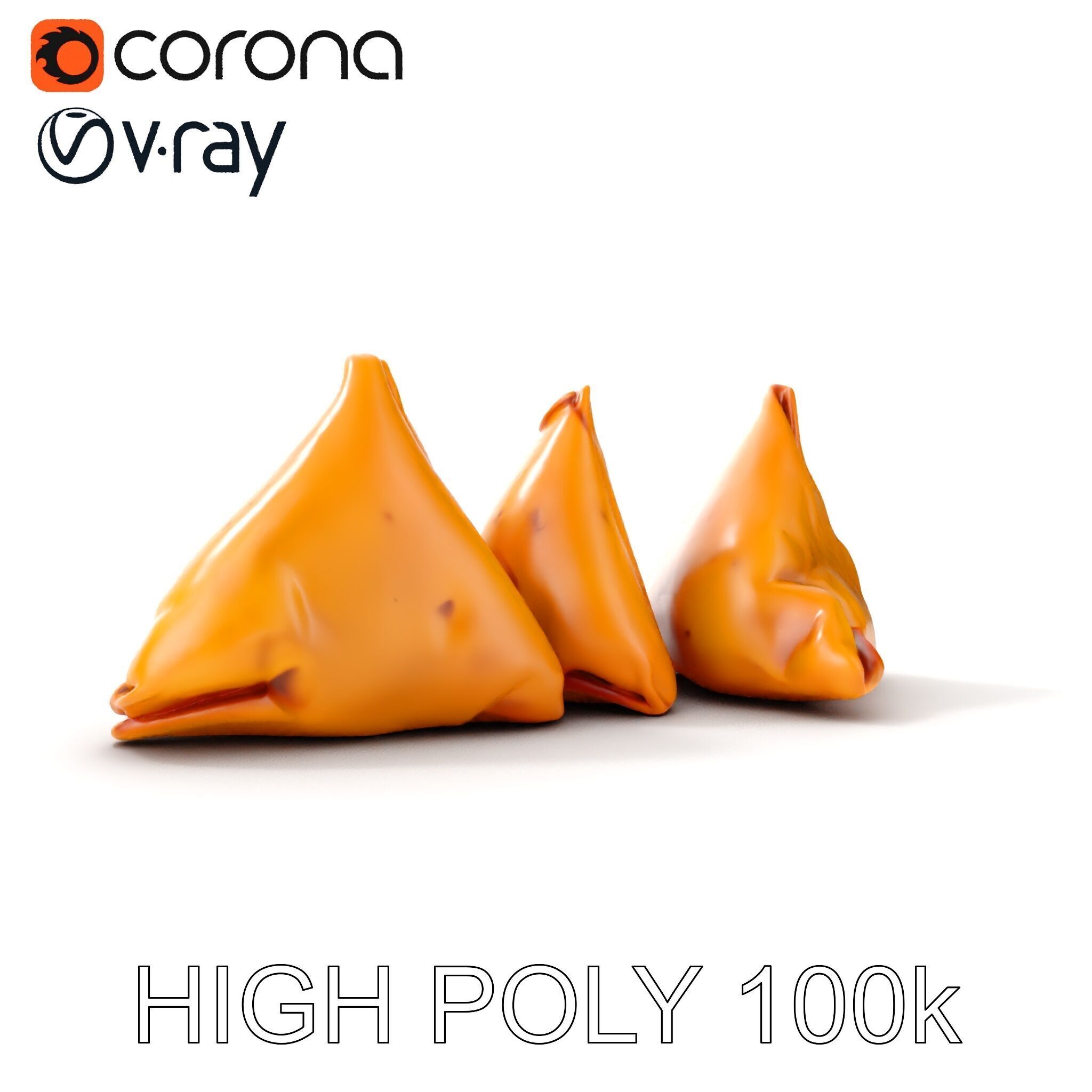 Samosa D Food Model Pack Low-poly 3D model_10