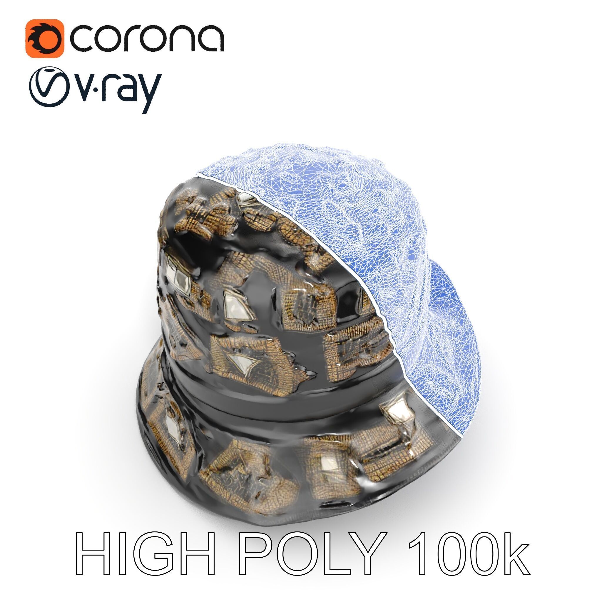 Decorative Patterned Hat Model Pack Low-poly 3D model_8