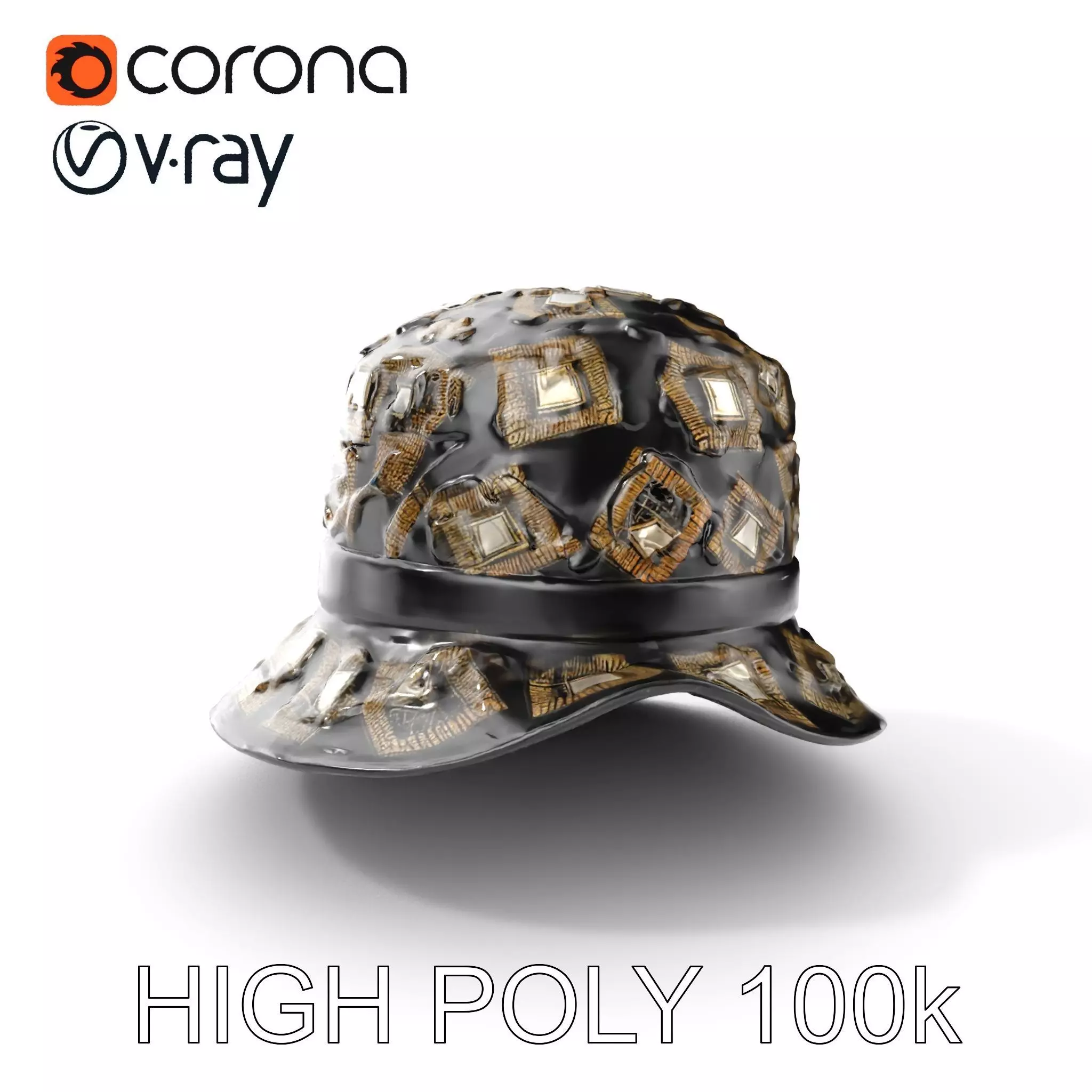 Decorative Patterned Hat Model Pack Low-poly 3D model_0