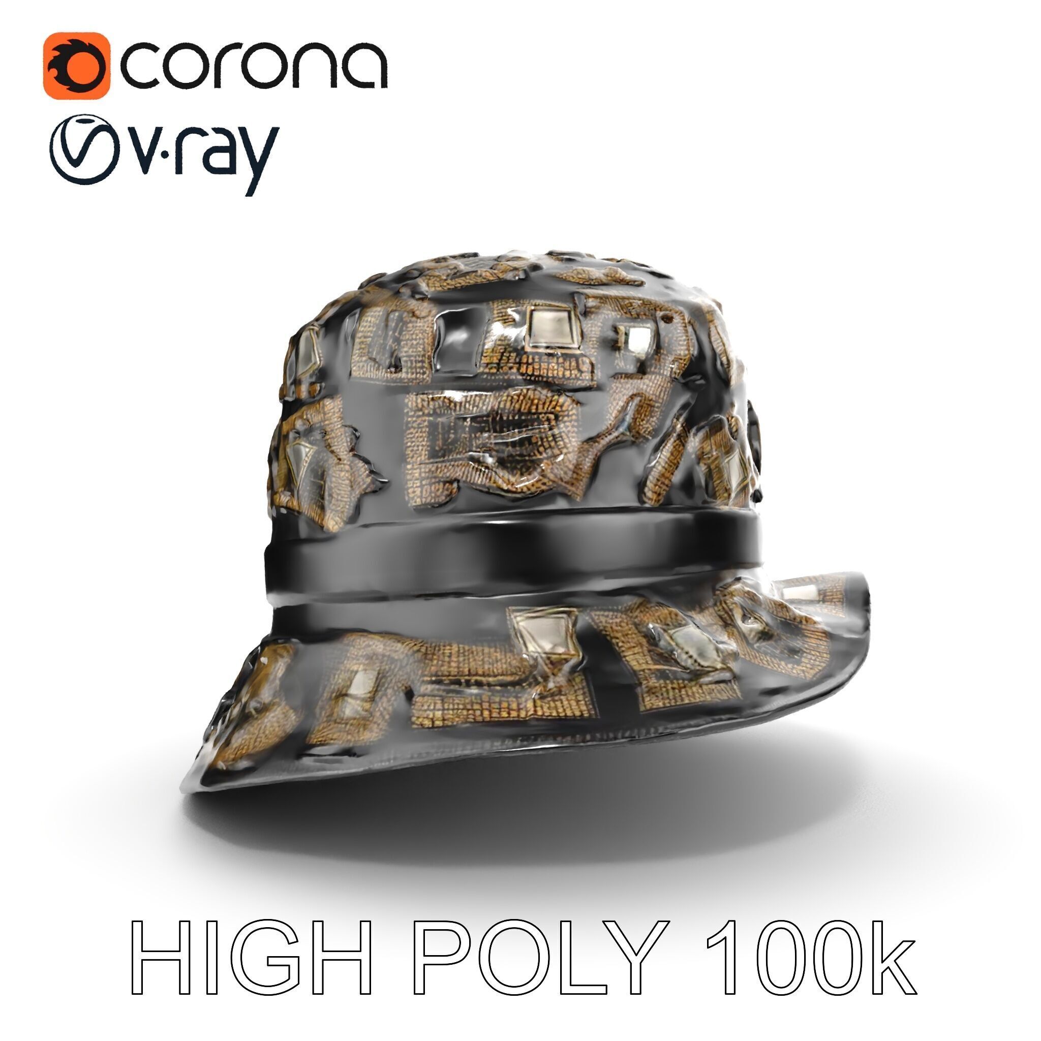 Decorative Patterned Hat Model Pack Low-poly 3D model_17