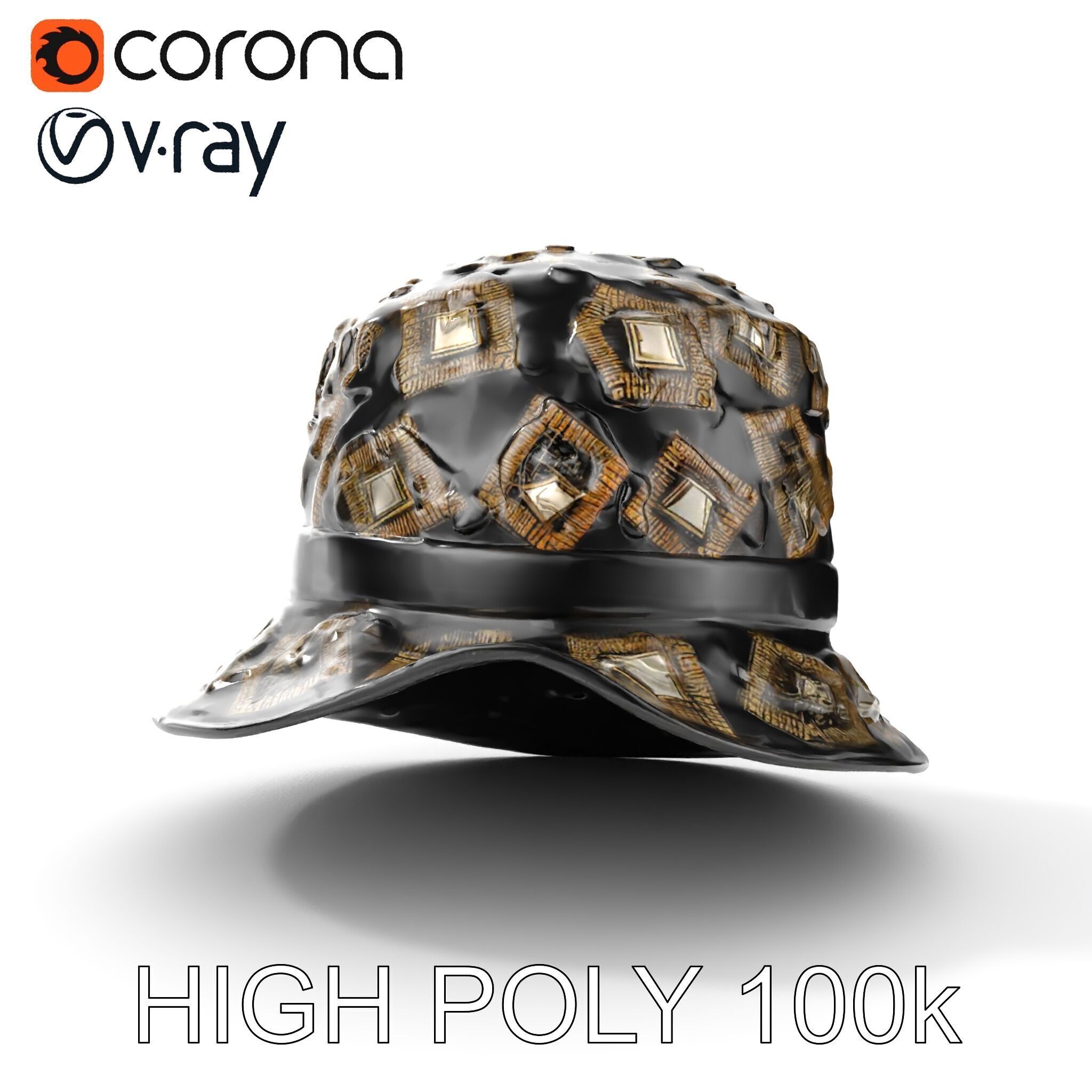 Decorative Patterned Hat Model Pack Low-poly 3D model_20