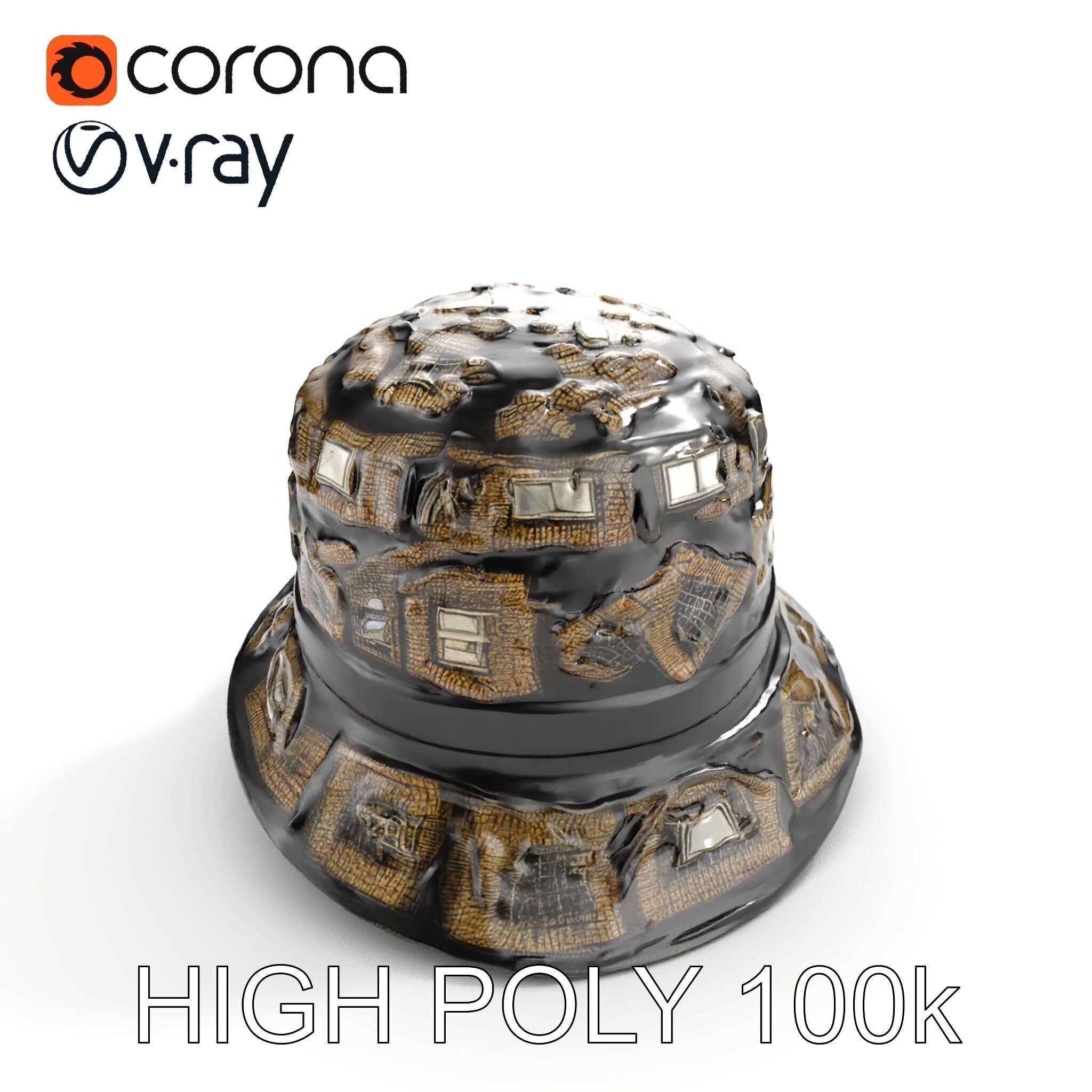 Decorative Patterned Hat Model Pack Low-poly 3D model_11