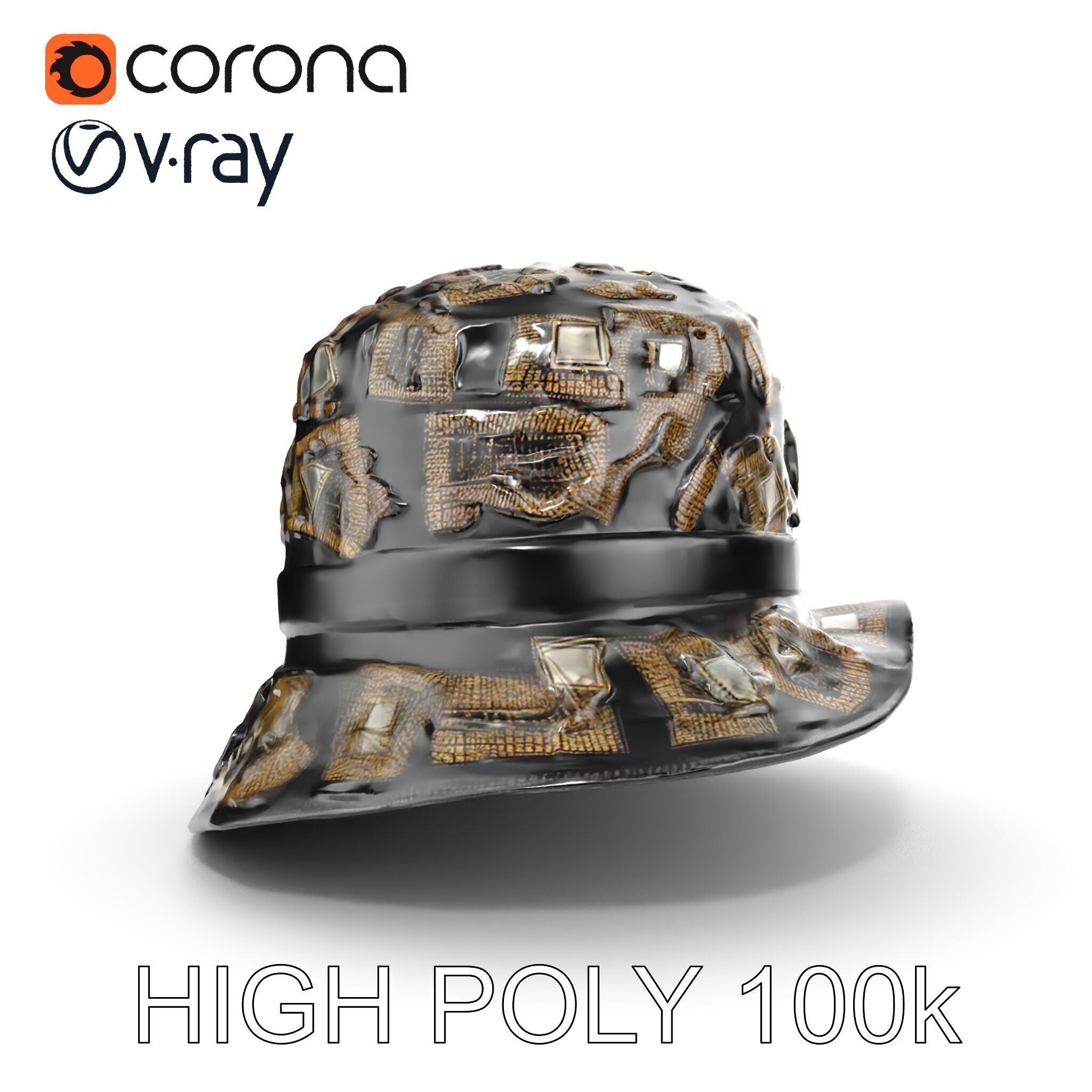 Decorative Patterned Hat Model Pack Low-poly 3D model_22