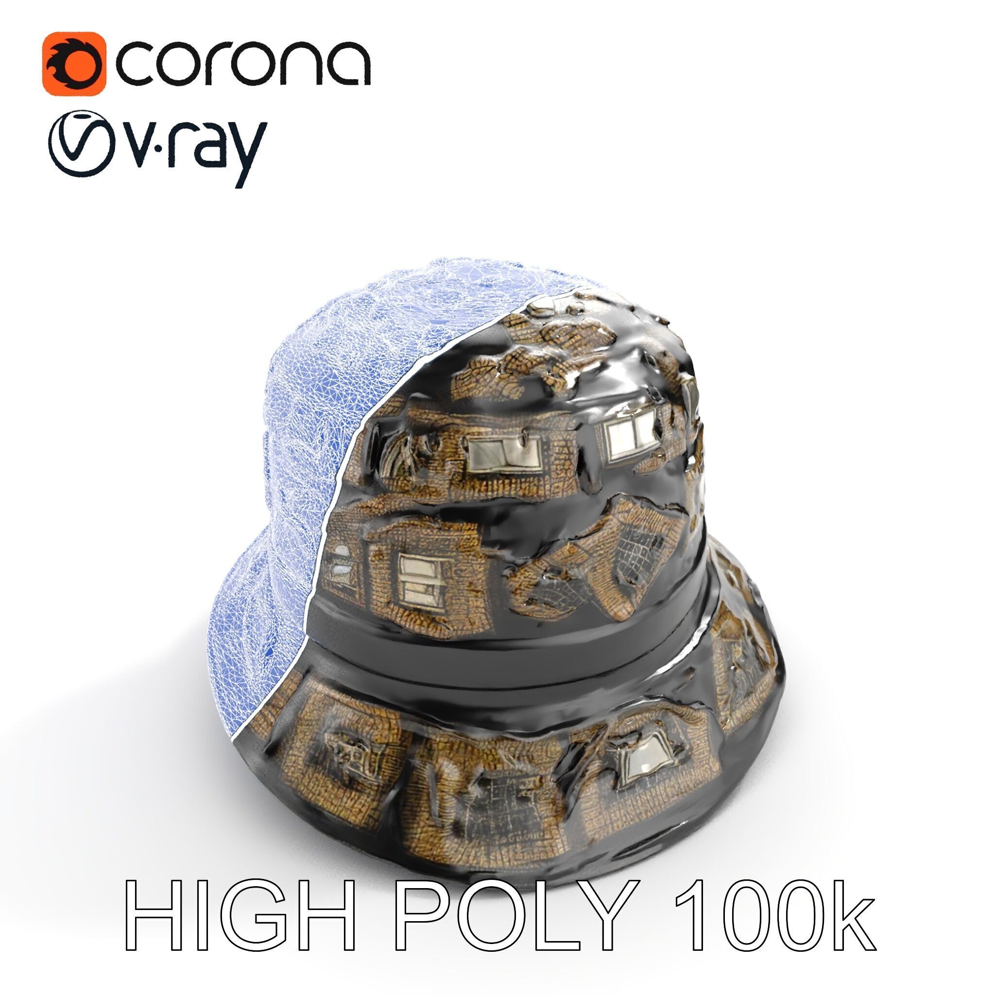Decorative Patterned Hat Model Pack Low-poly 3D model_23