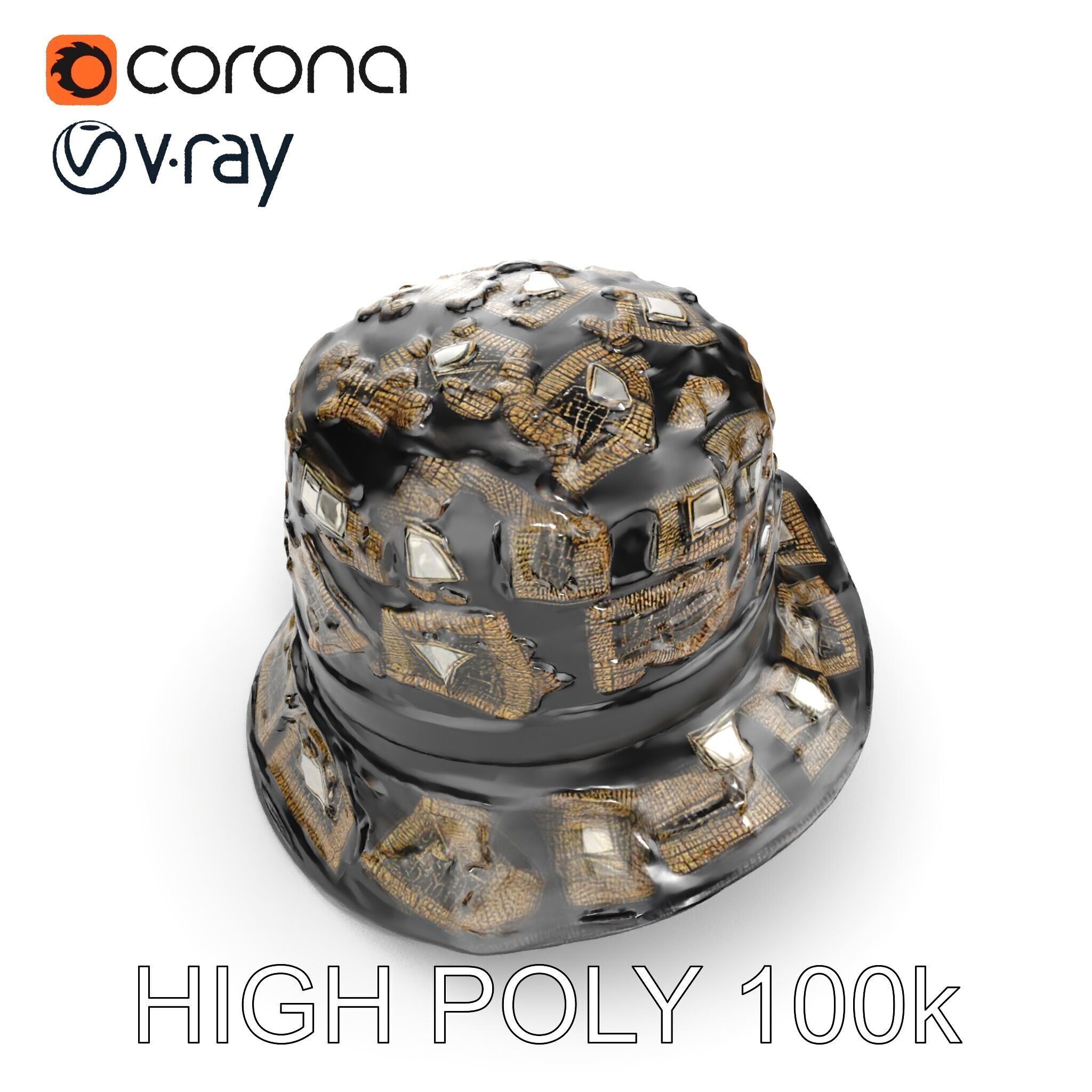 Decorative Patterned Hat Model Pack Low-poly 3D model_27