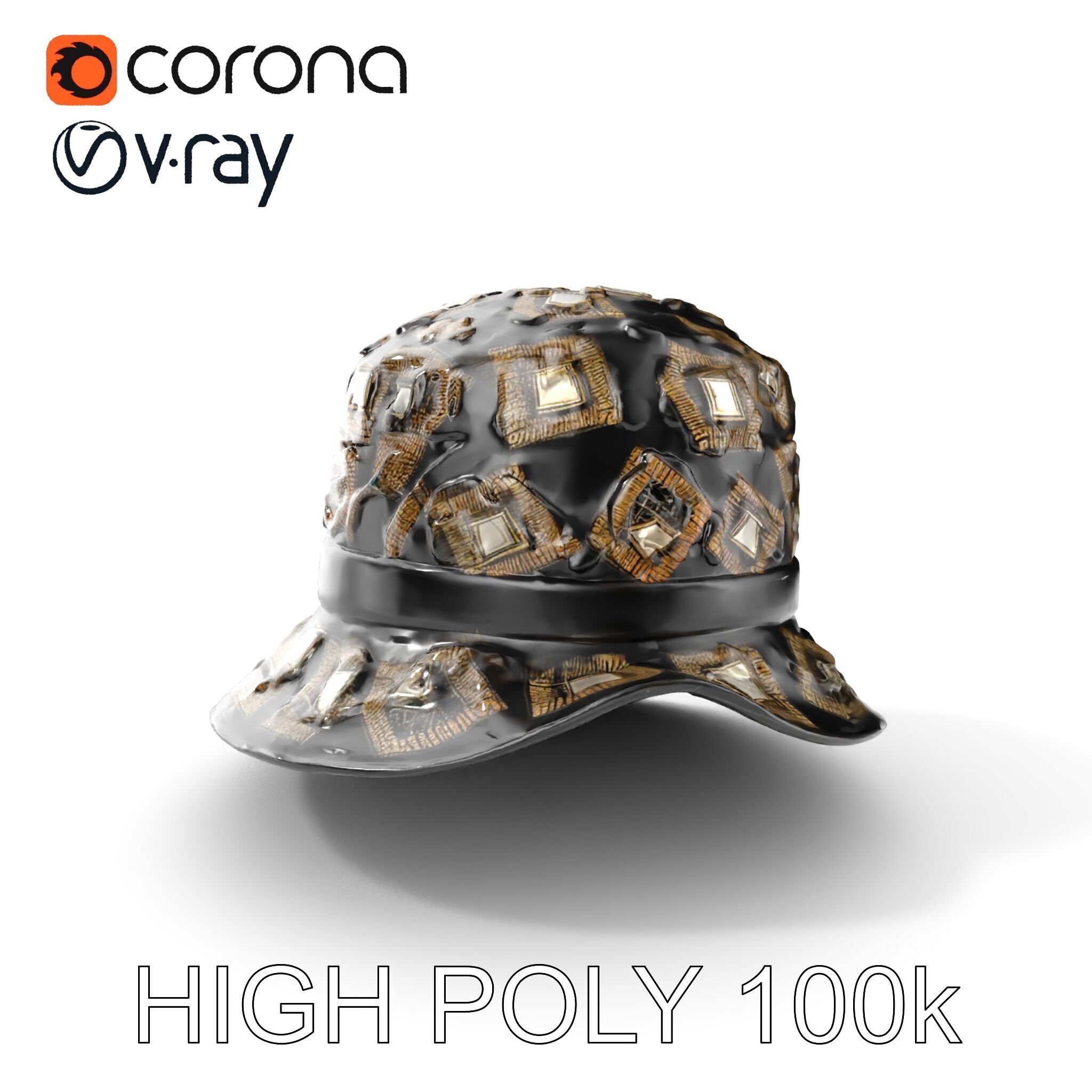 Decorative Patterned Hat Model Pack Low-poly 3D model_15