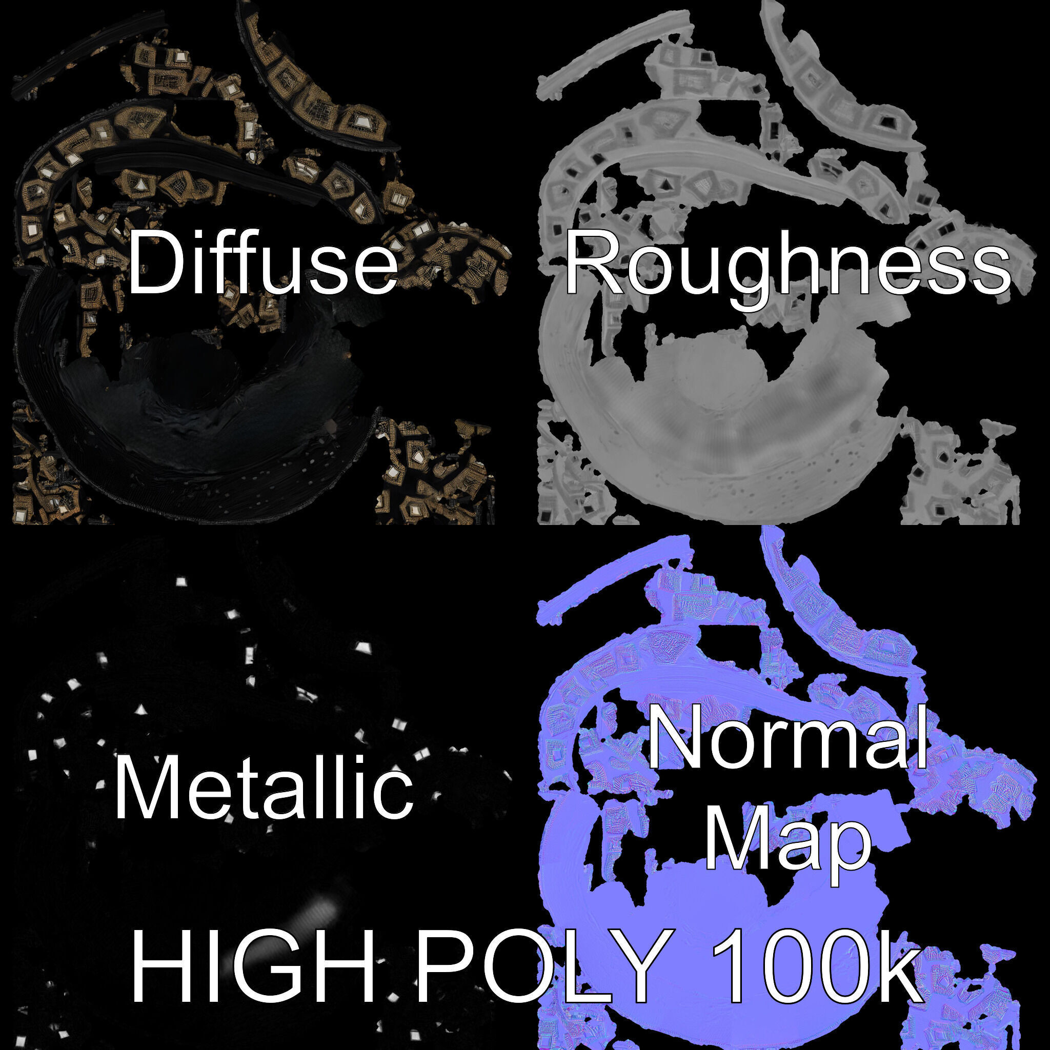 Decorative Patterned Hat Model Pack Low-poly 3D model_4