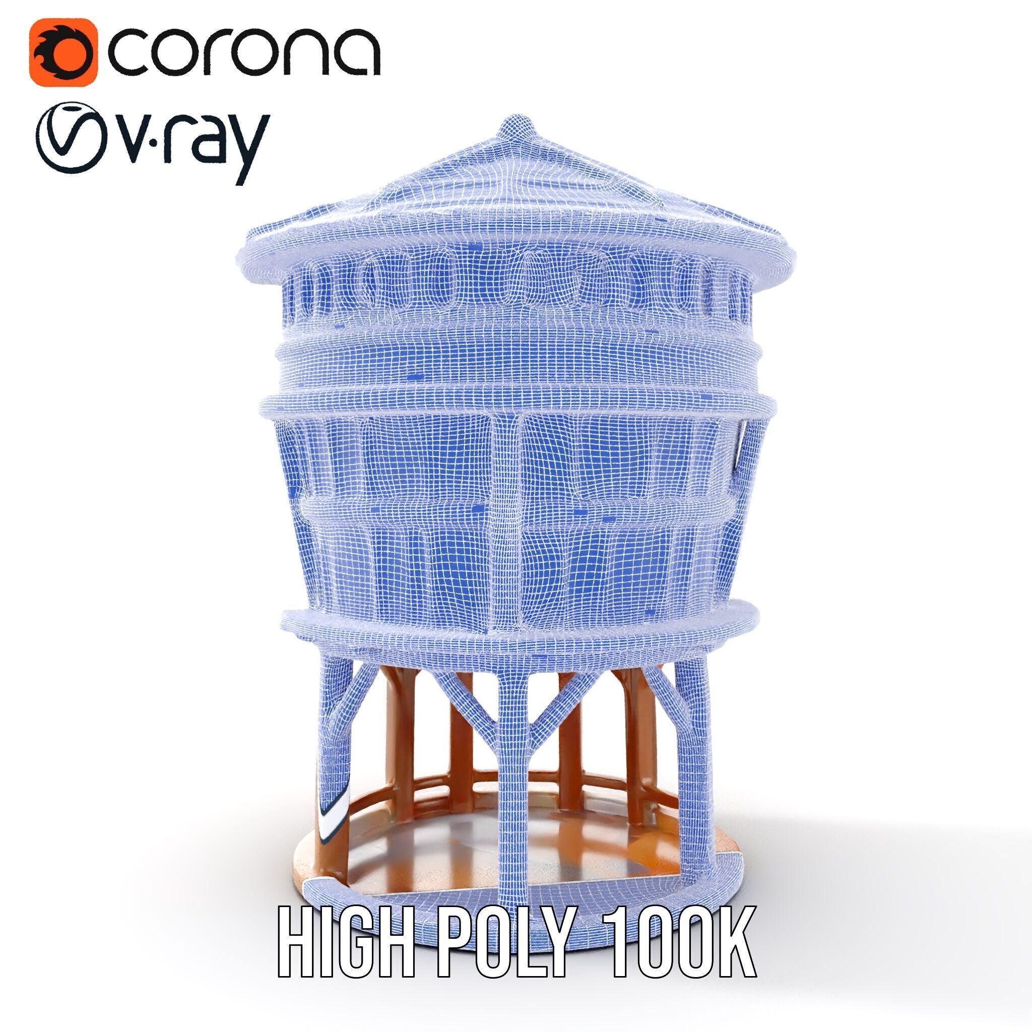 Wooden Water Tower model pack Low-poly 3D model_27