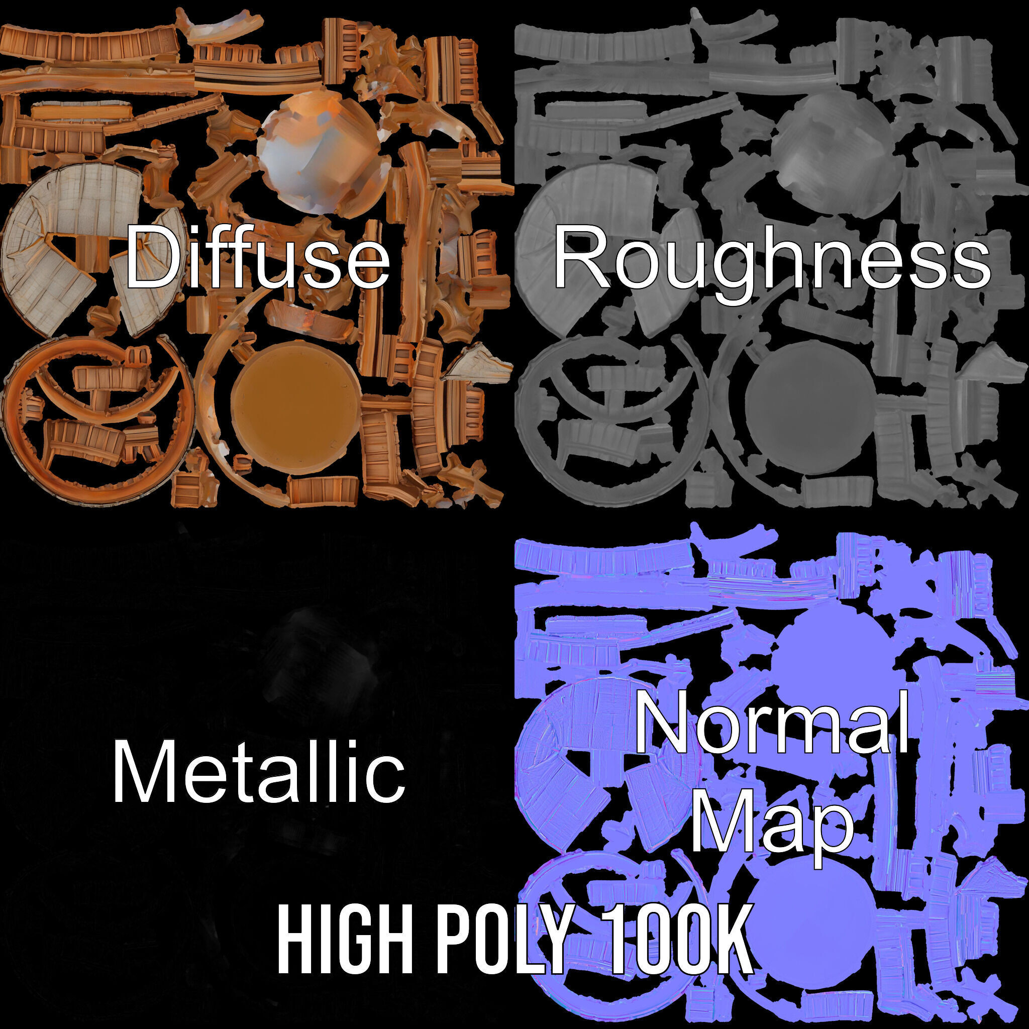 Wooden Water Tower model pack Low-poly 3D model_4