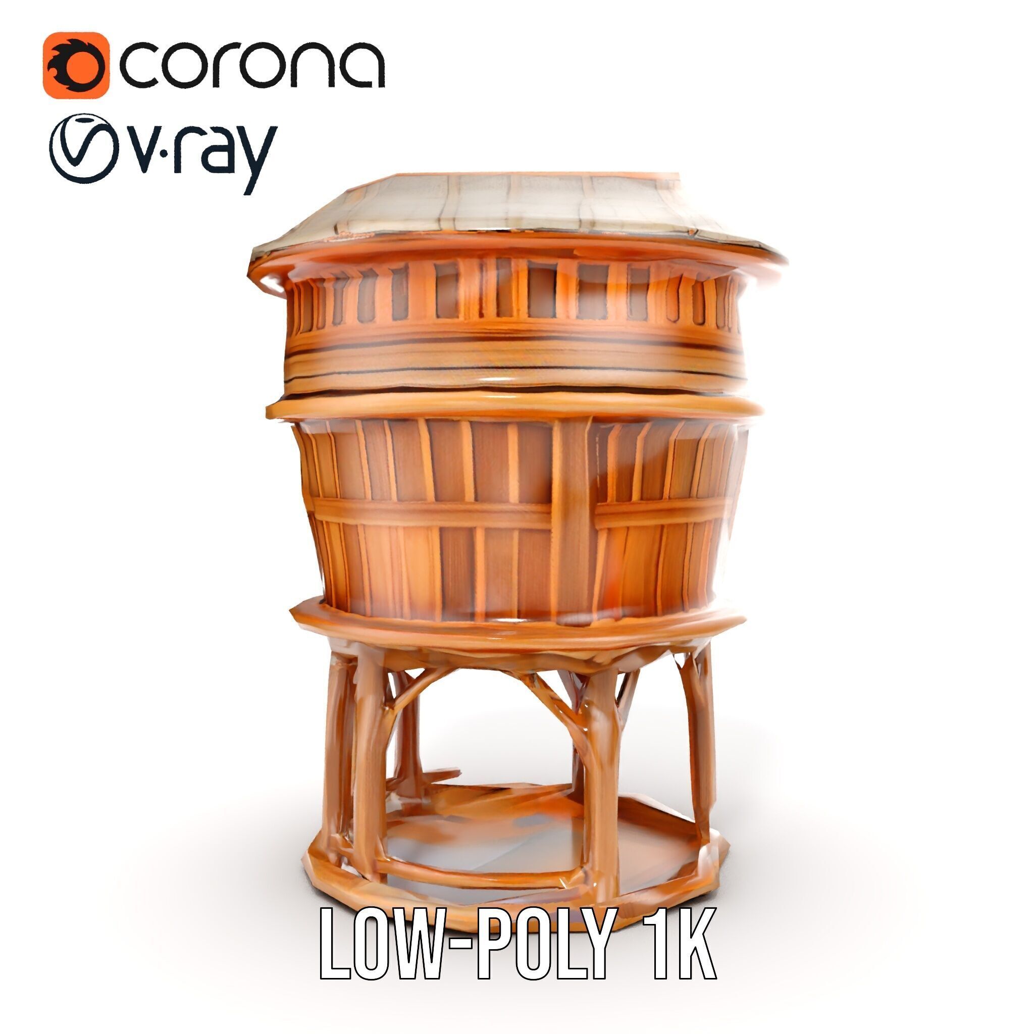Wooden Water Tower model pack Low-poly 3D model_20