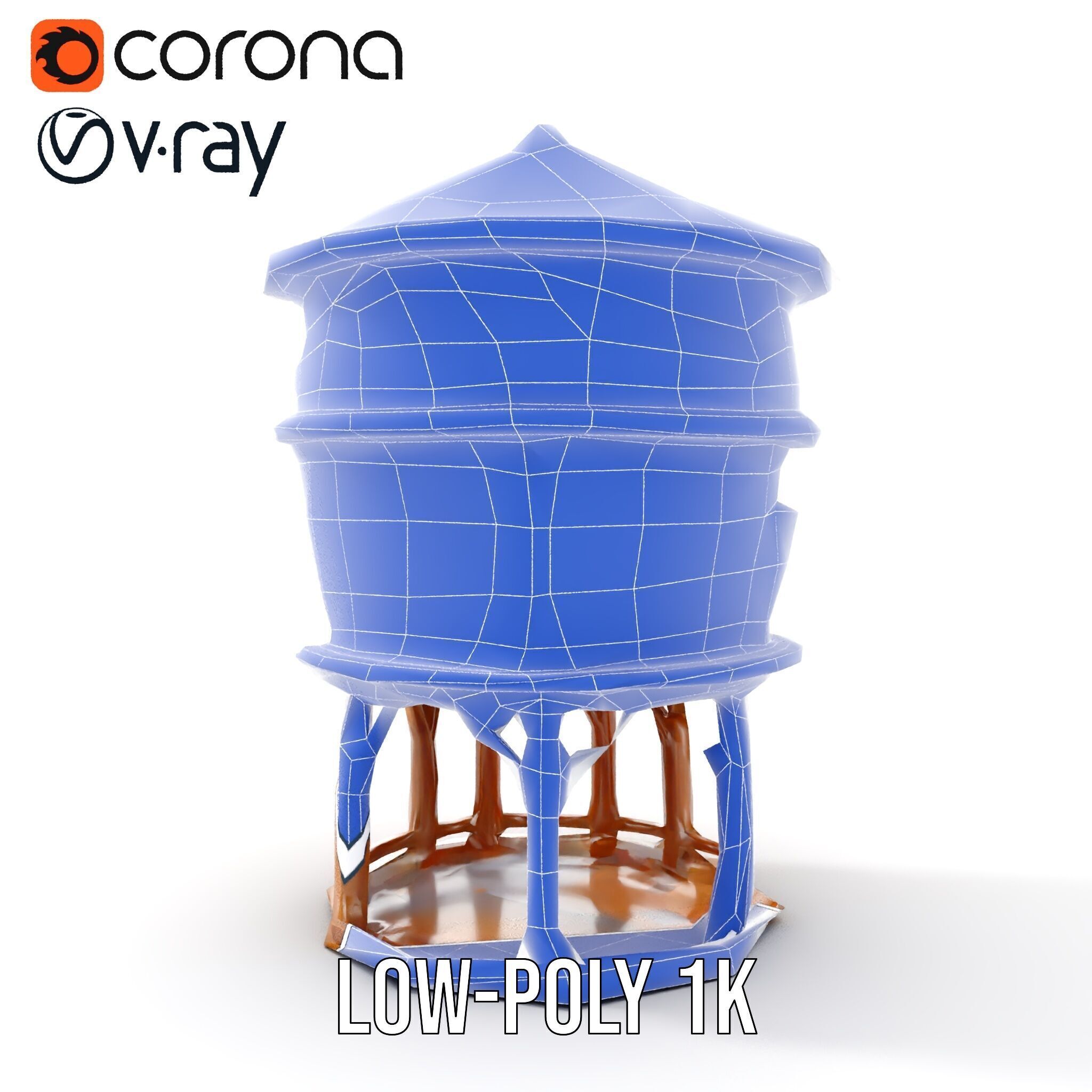 Wooden Water Tower model pack Low-poly 3D model_32