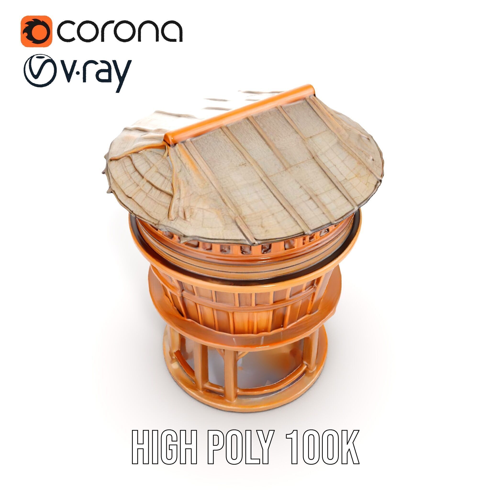 Wooden Water Tower model pack Low-poly 3D model_18