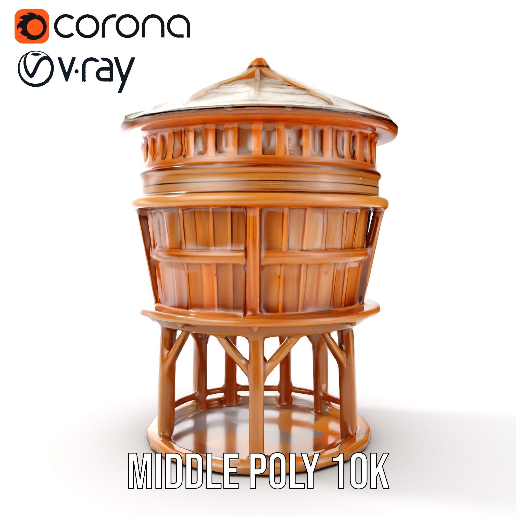 Wooden Water Tower model pack Low-poly 3D model_16