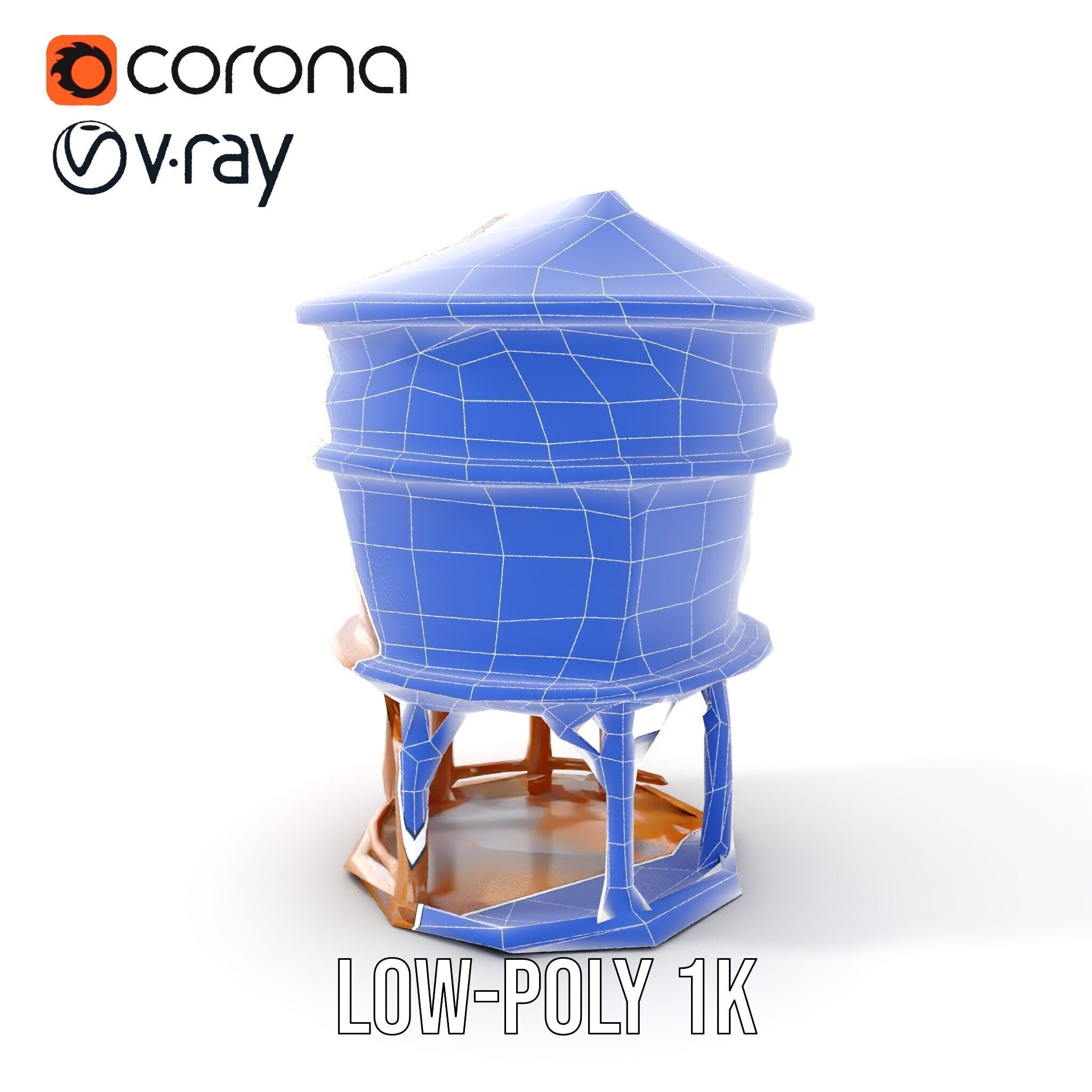 Wooden Water Tower model pack Low-poly 3D model_12