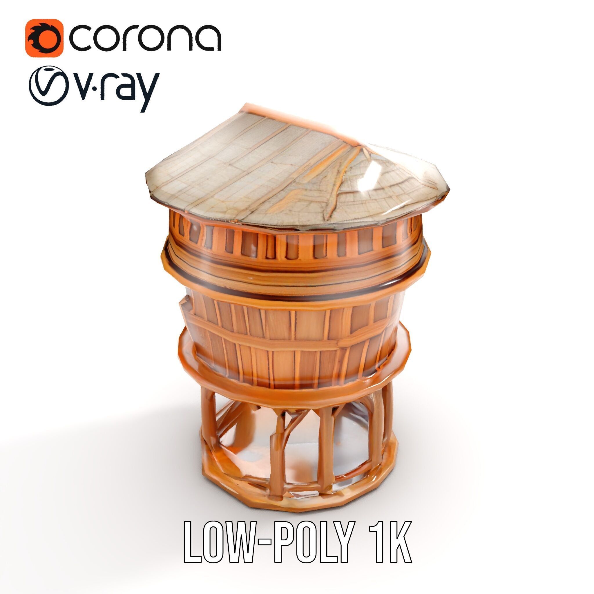 Wooden Water Tower model pack Low-poly 3D model_23