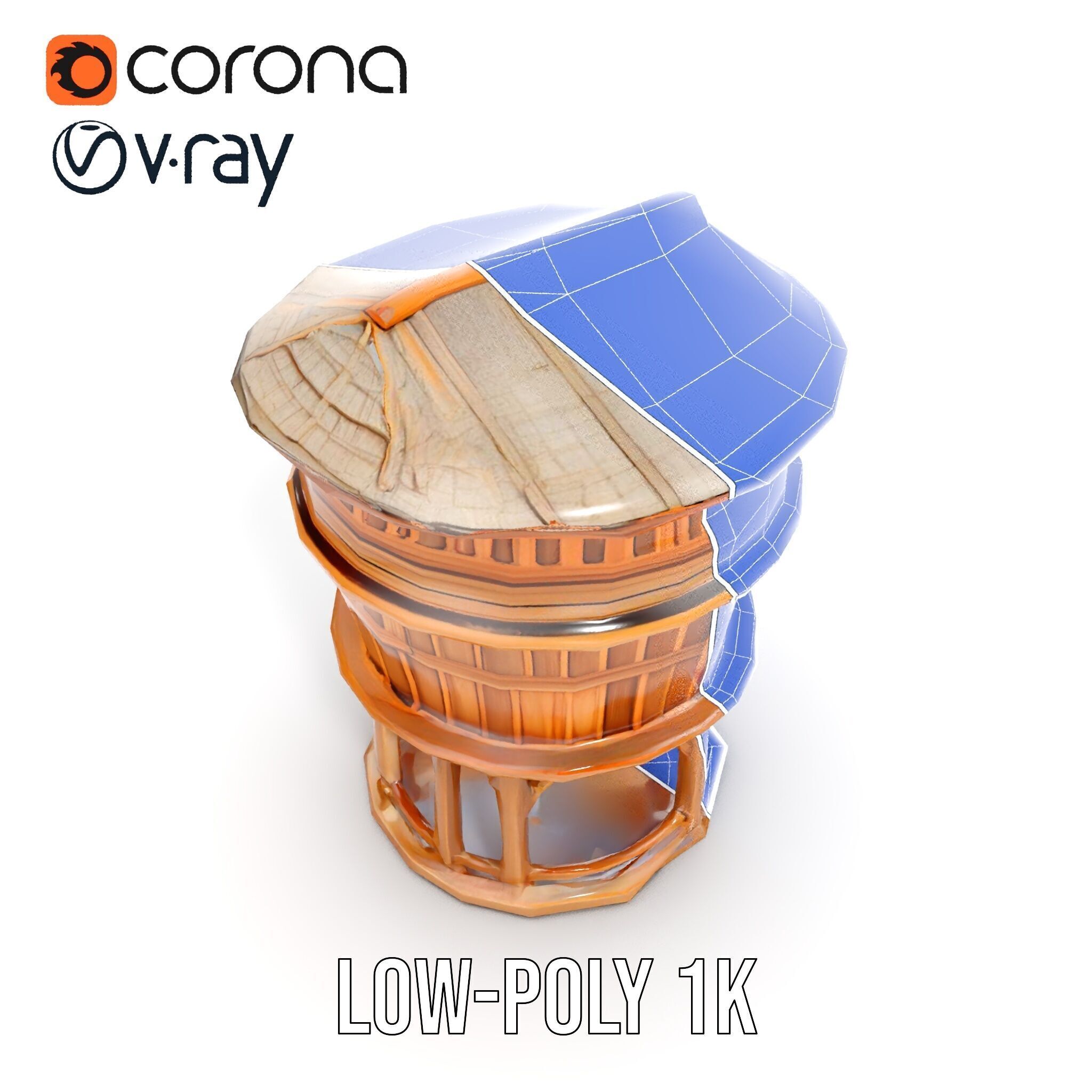 Wooden Water Tower model pack Low-poly 3D model_26