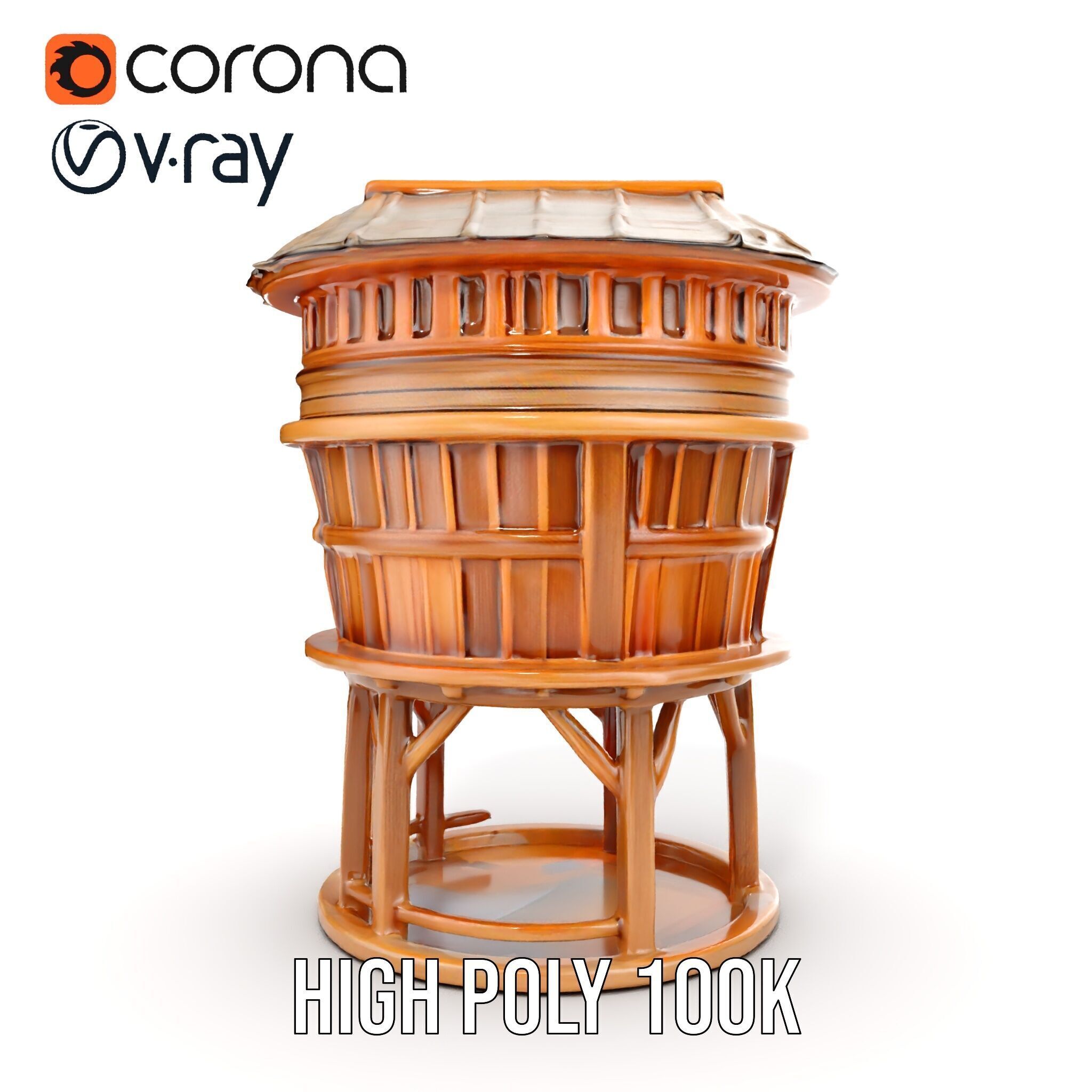 Wooden Water Tower model pack Low-poly 3D model_30