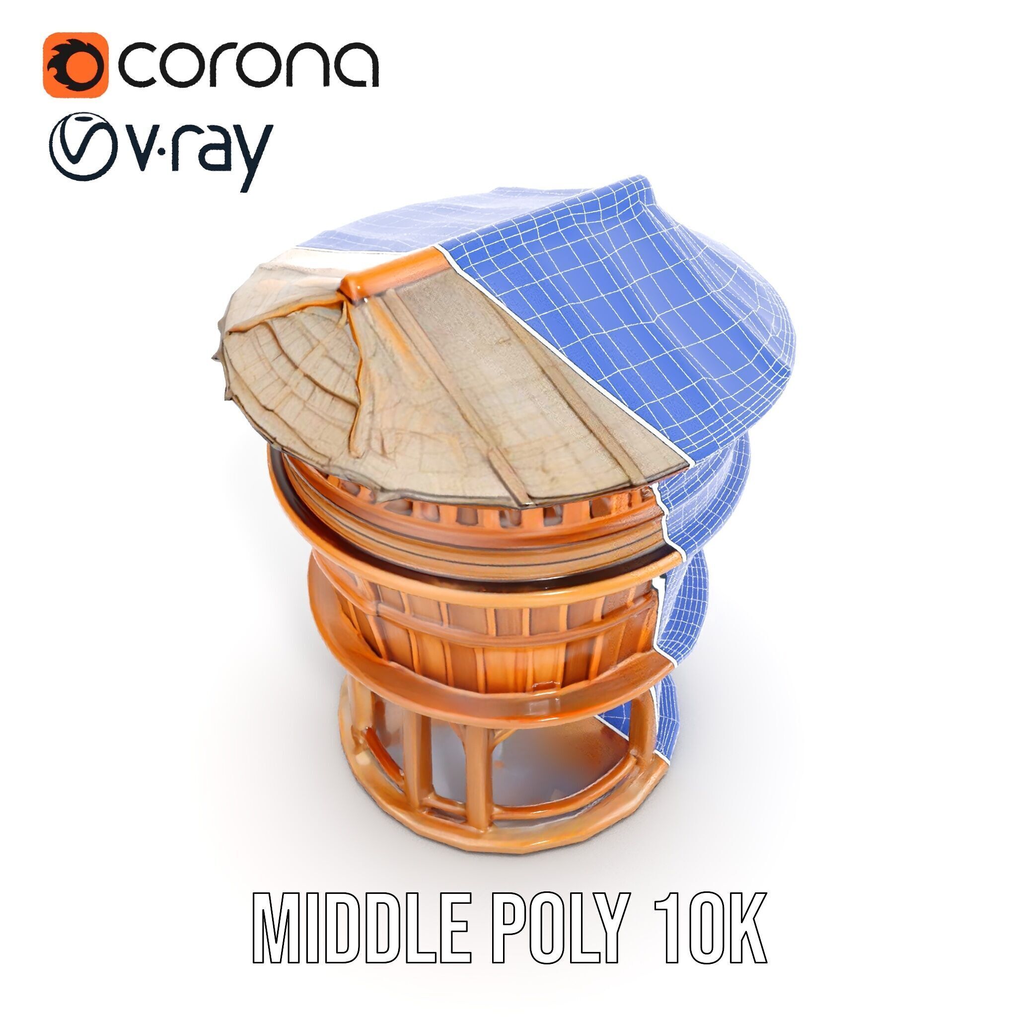 Wooden Water Tower model pack Low-poly 3D model_25