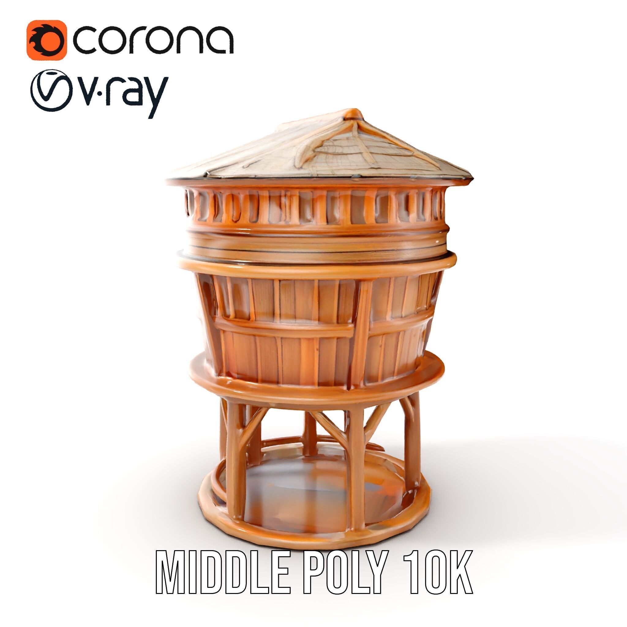 Wooden Water Tower model pack Low-poly 3D model_19