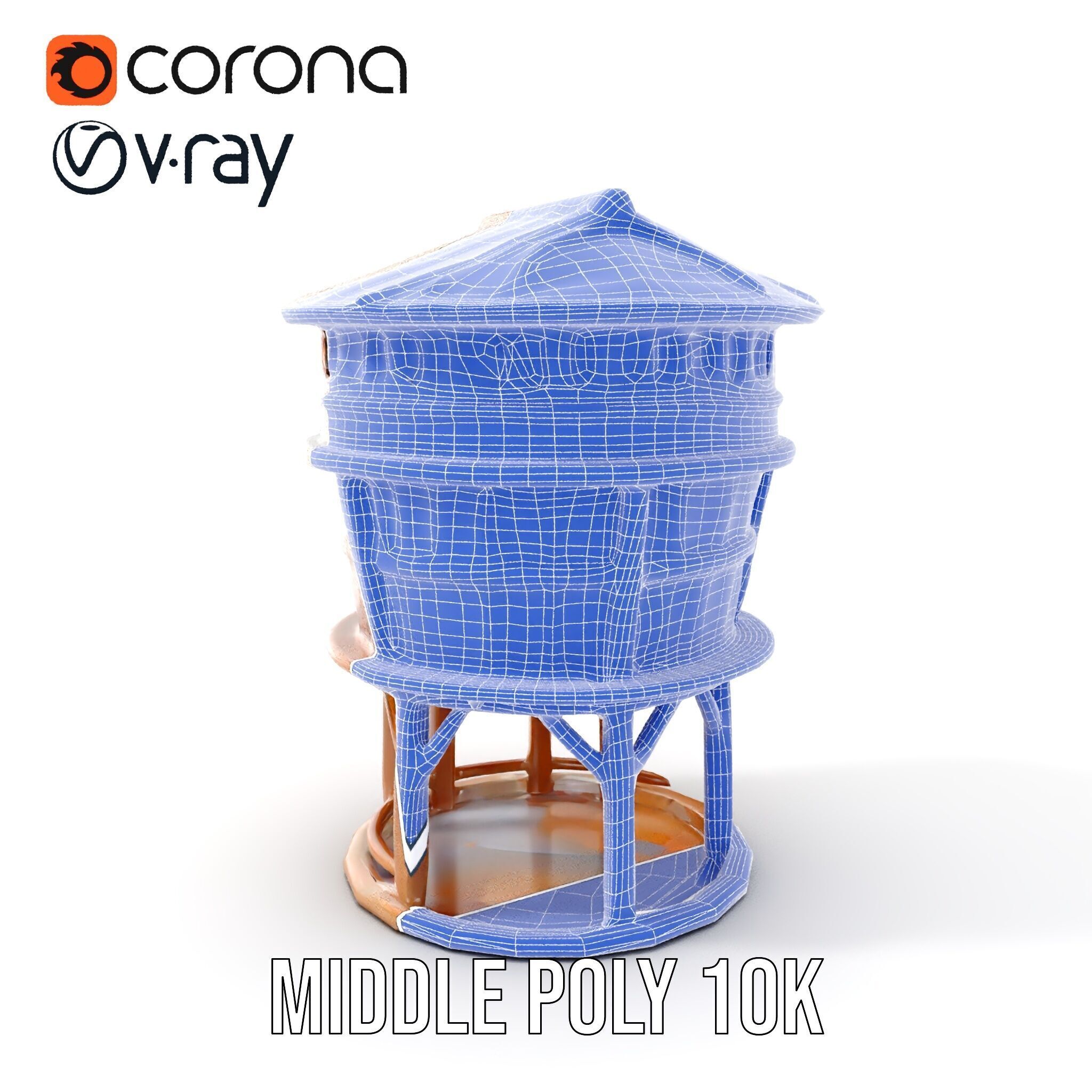 Wooden Water Tower model pack Low-poly 3D model_14