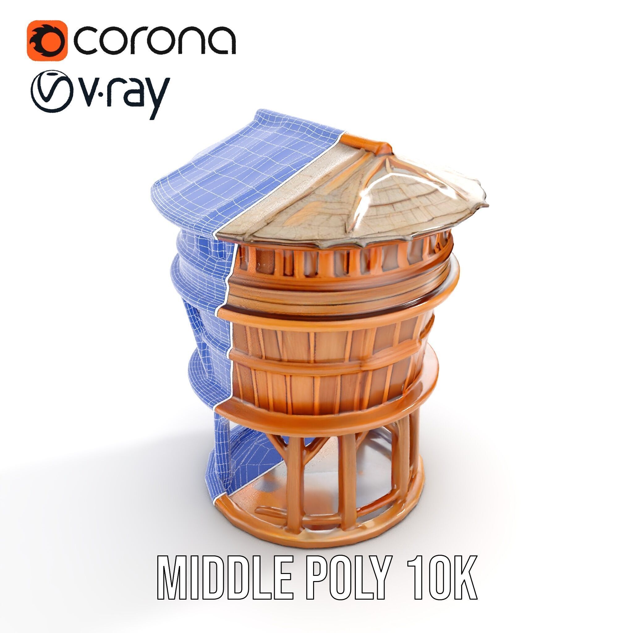 Wooden Water Tower model pack Low-poly 3D model_9