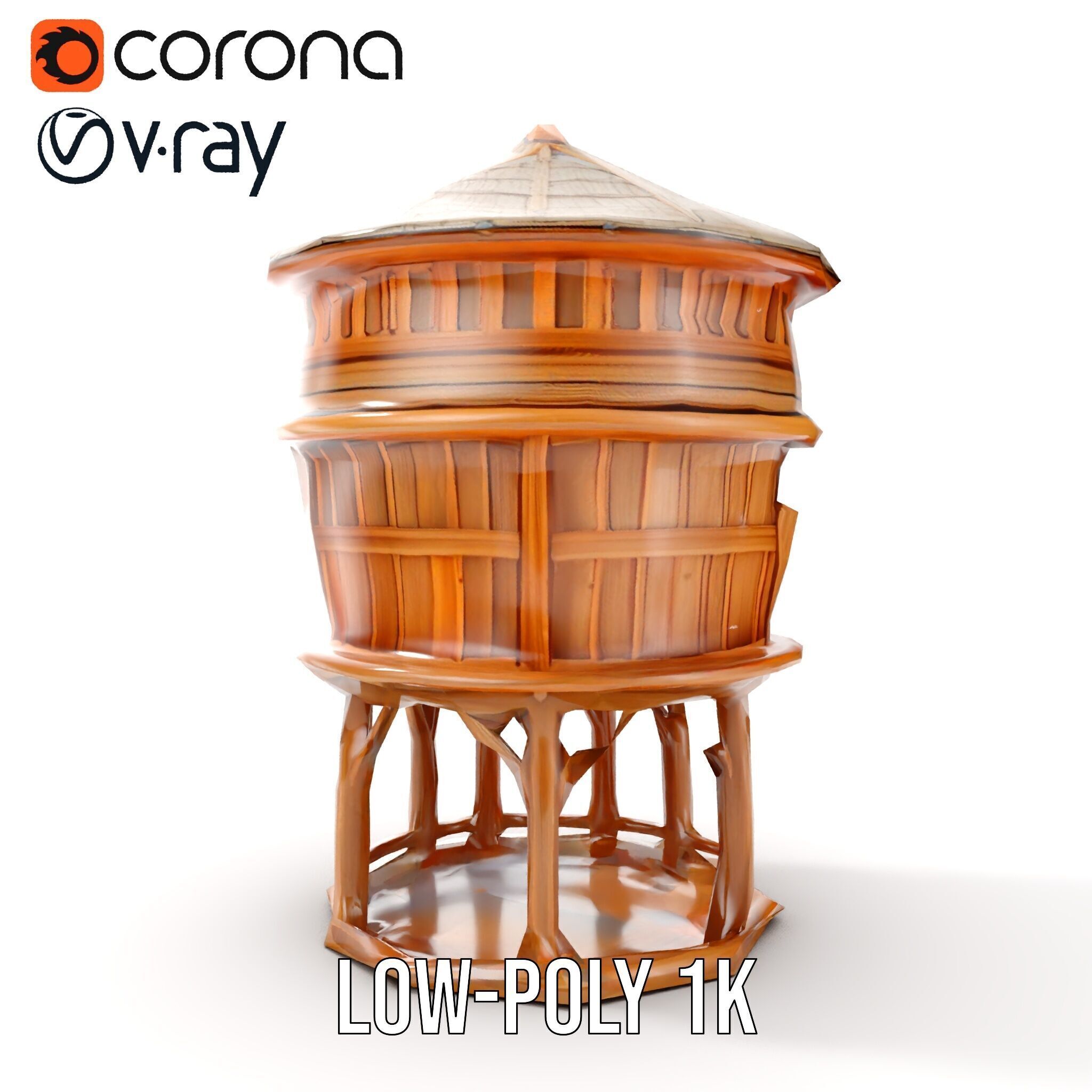 Wooden Water Tower model pack Low-poly 3D model_15